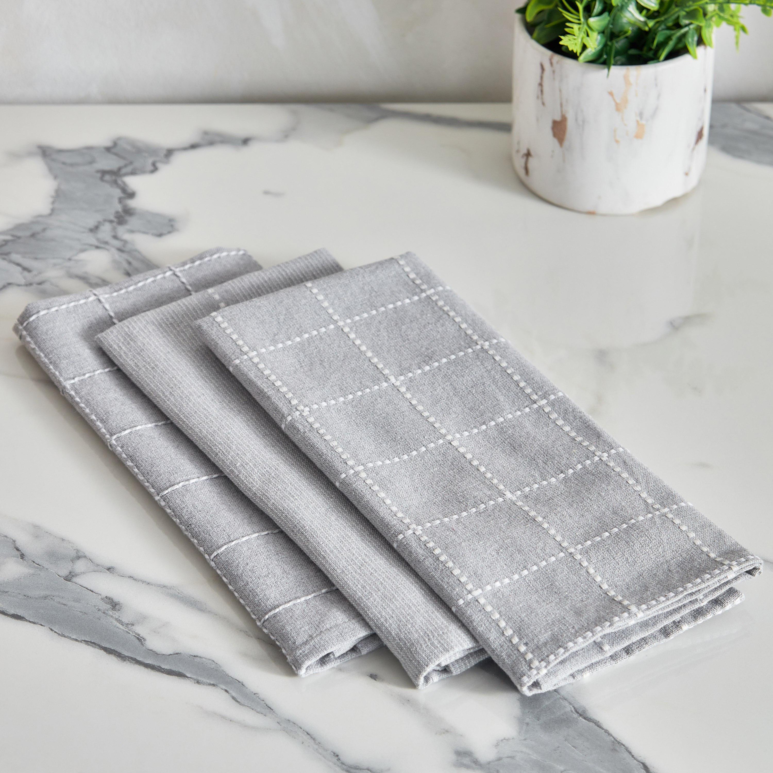 Alivia 3-Piece Woven Check Recycled Kitchen Towel Set - 40x60 cm-hbxhomeware-kitchenware-kitchenlinens-image-2