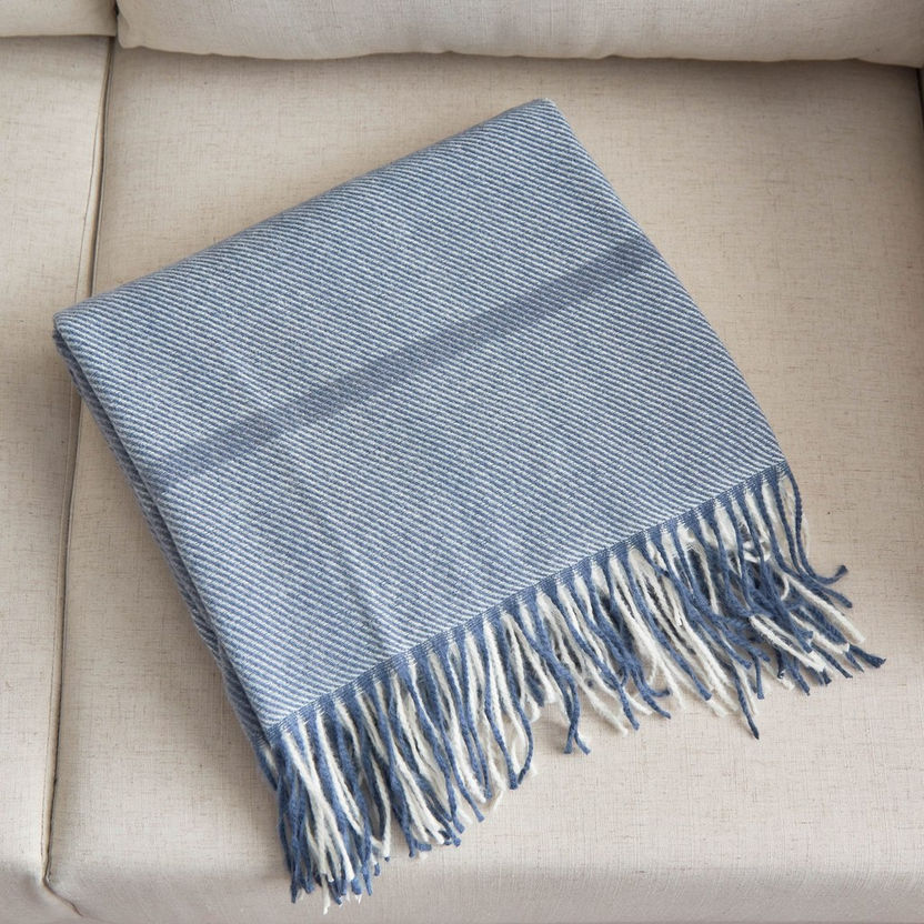 Bristol Ana Striped Woven Throw with Fringe - 130x170 cm-Throws-image-3