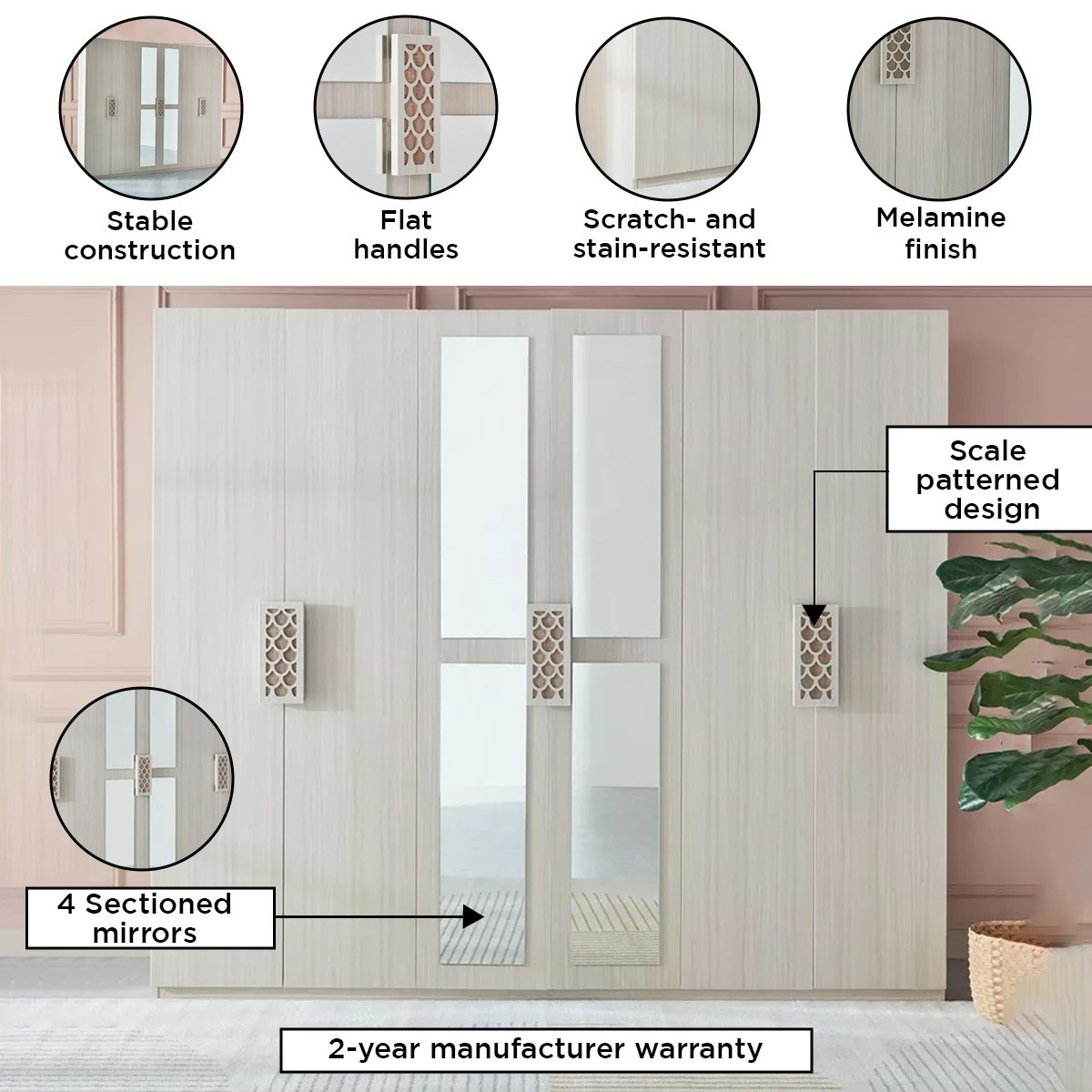 خزانة ملابس 6 أبواب مع مرآتين من ريتشموند-hbxfurniture-wardrobes-image-4
