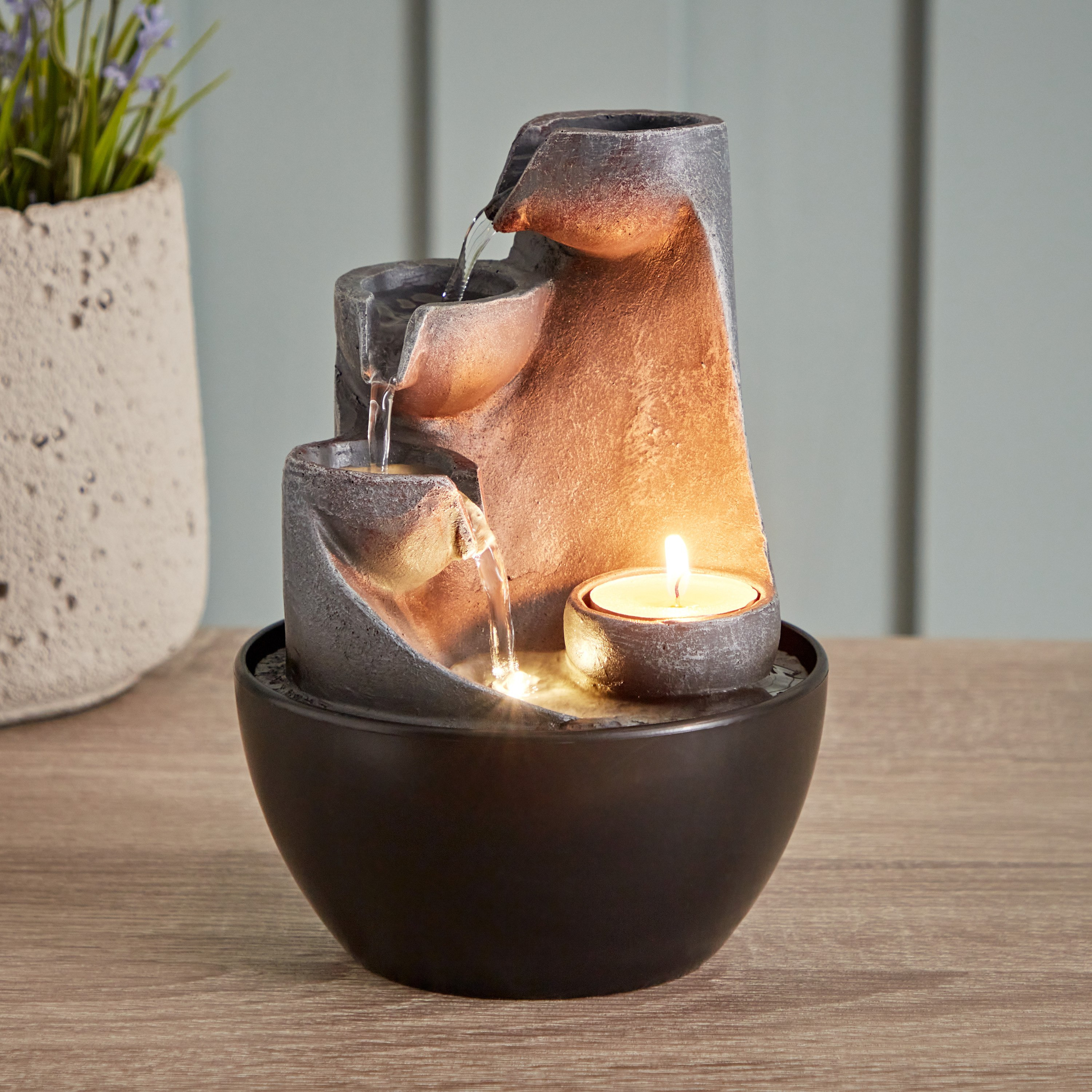 Belen Mini Modern Fountain with LED Light - 13x13x18 cm-hbxhomeware-hbxdecorandfurnishings-image-1