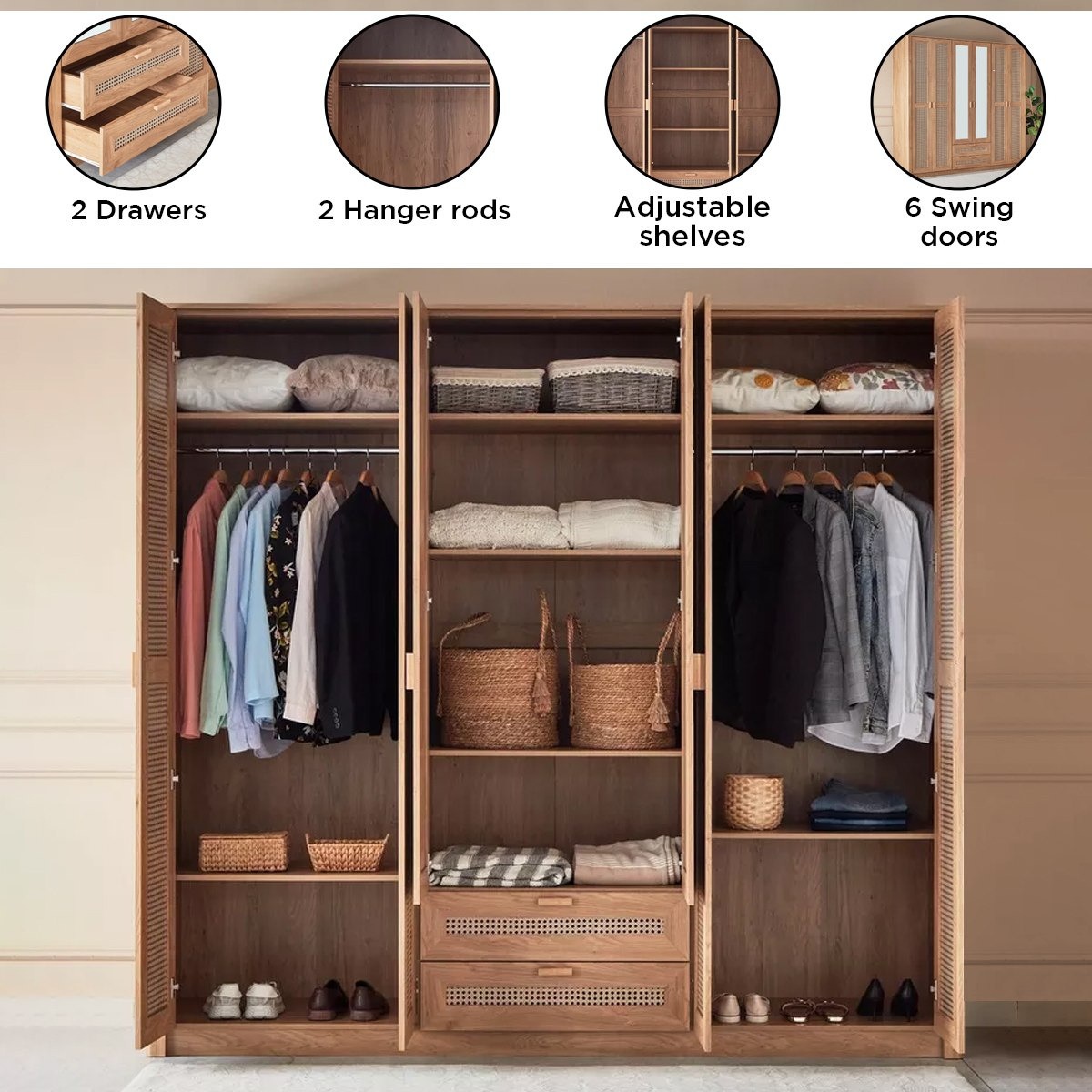 Java 6-Door Wardrobe with 2 Mirrors-hbxfurniture-wardrobes-image-5