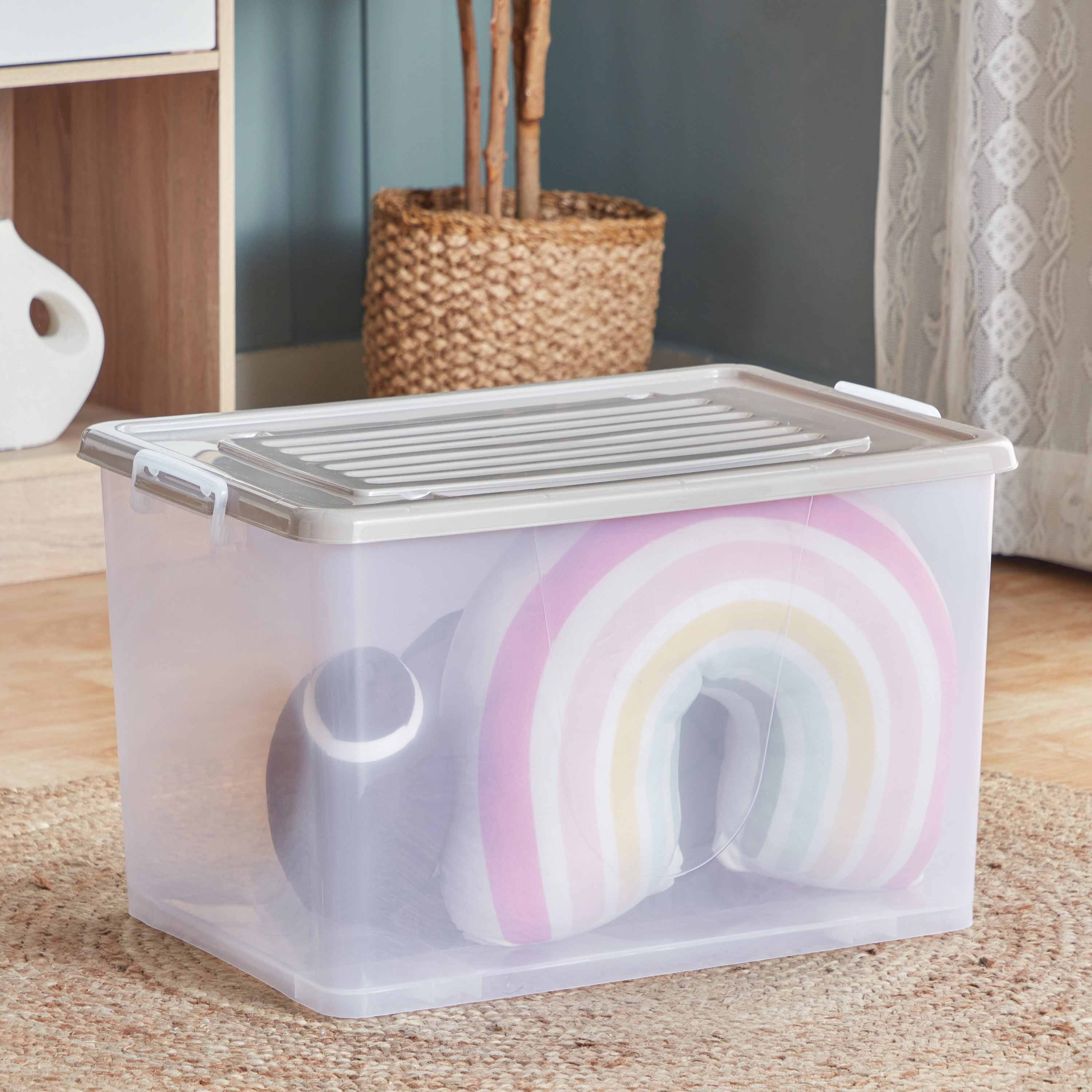 Juana Multipurpose Transparent Storage Box with Wheels and Lockable Lid - 75 L-hbxbedroom-bedroomaccessories-bedroomstorage-image-1