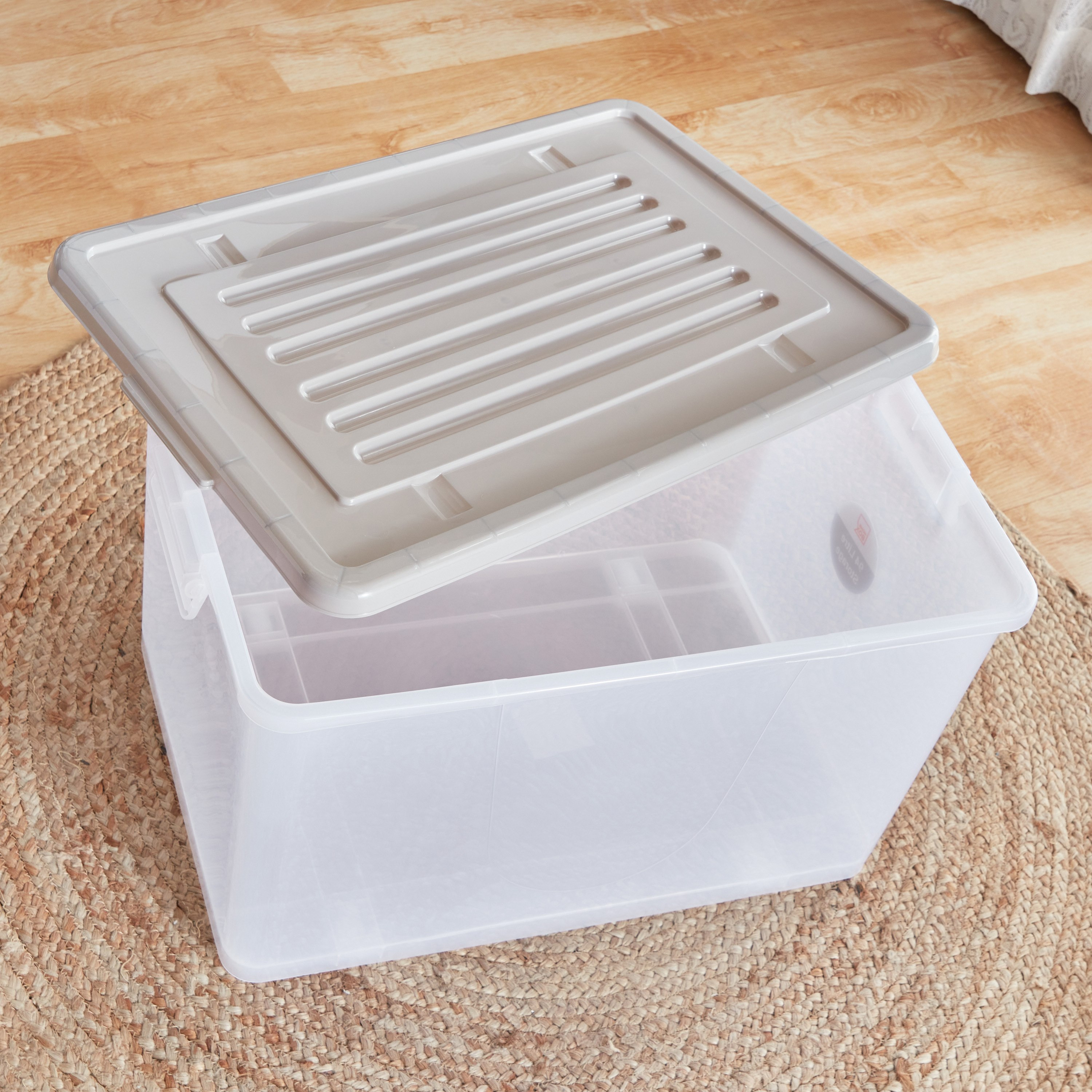 Juana Multipurpose Transparent Storage Box with Wheels and Lockable Lid - 94 L-hbxbedroom-bedroomaccessories-bedroomstorage-image-3