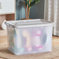Juana Multipurpose Transparent Storage Box with Wheels and Lockable Lid - 150 L