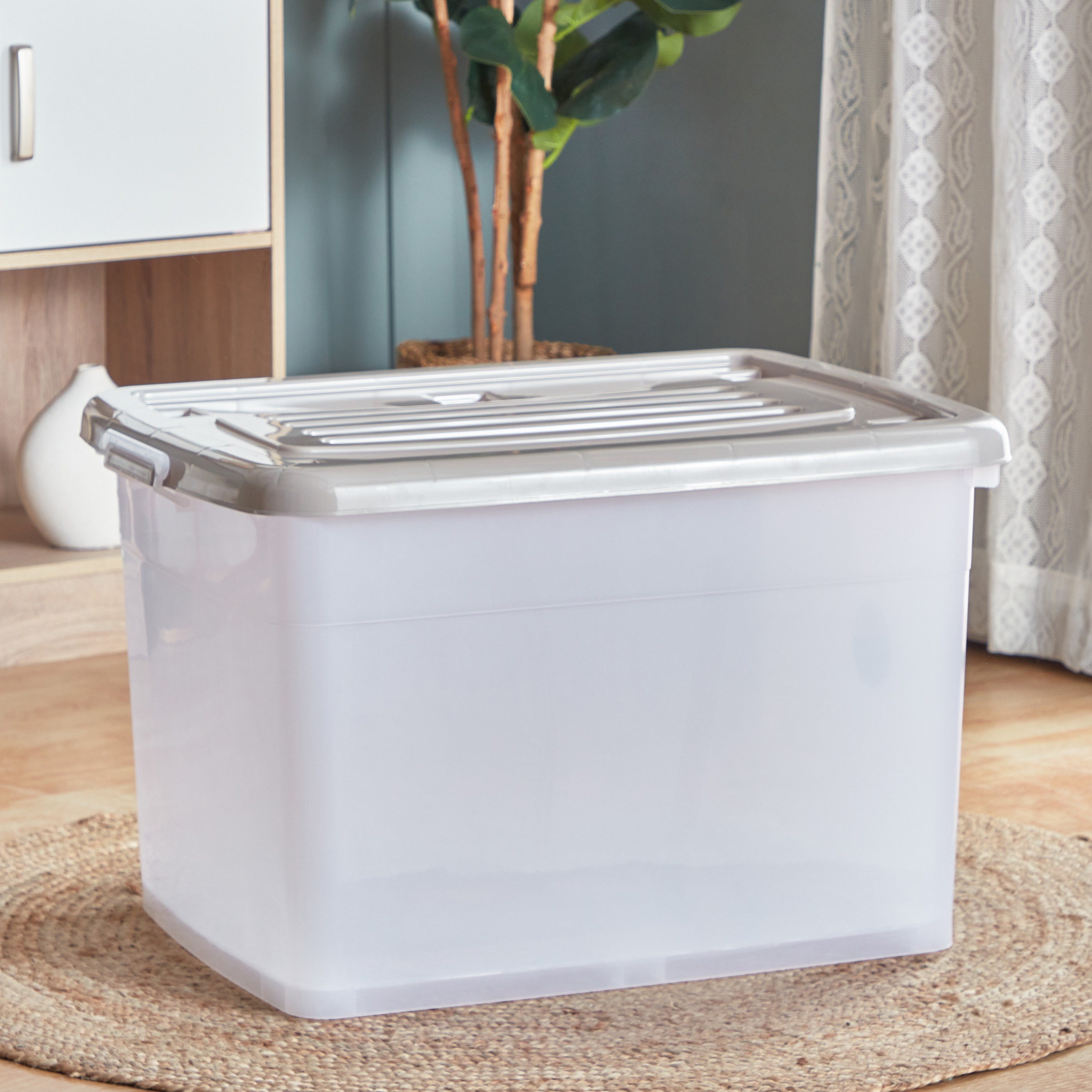 Juana Multipurpose Transparent Storage Box with Wheels and Lockable Lid - 150 L-hbxbedroom-bedroomaccessories-bedroomstorage-image-2