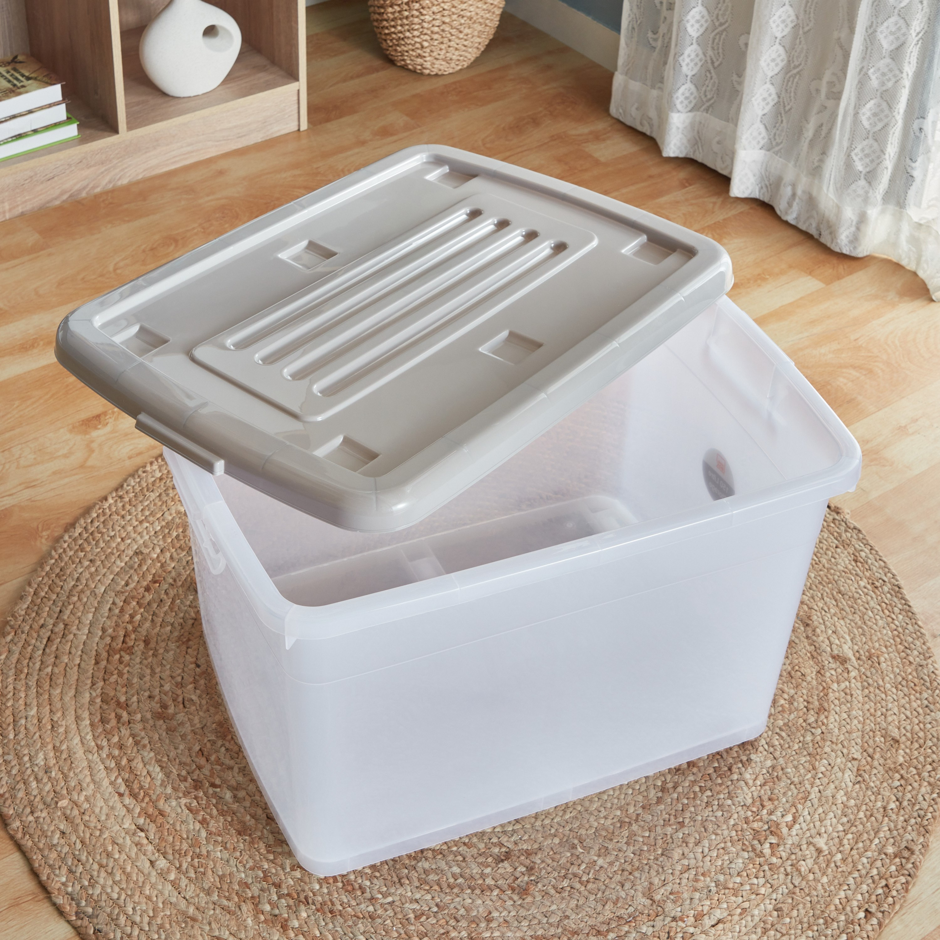 Juana Multipurpose Transparent Storage Box with Wheels and Lockable Lid - 150 L-hbxbedroom-bedroomaccessories-bedroomstorage-image-3