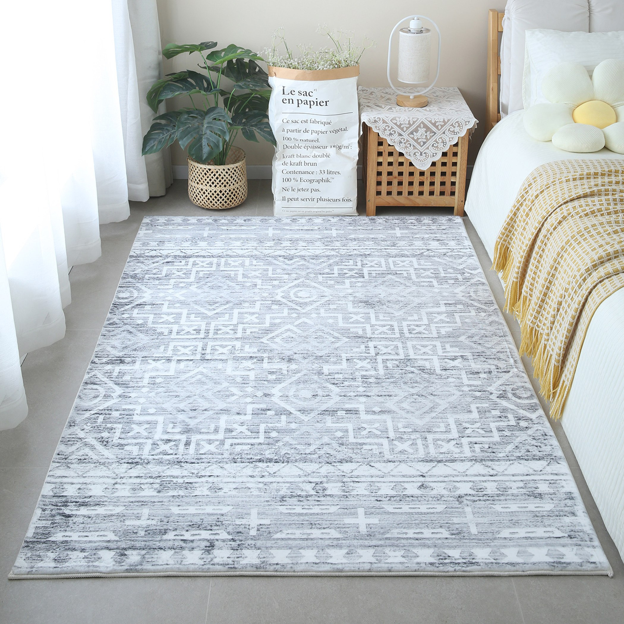 Bristol Ante Printed Plush Fur Rug - 120x170 cm-hbxdecorandfurnishings-floorcoverings-rugs-image-1
