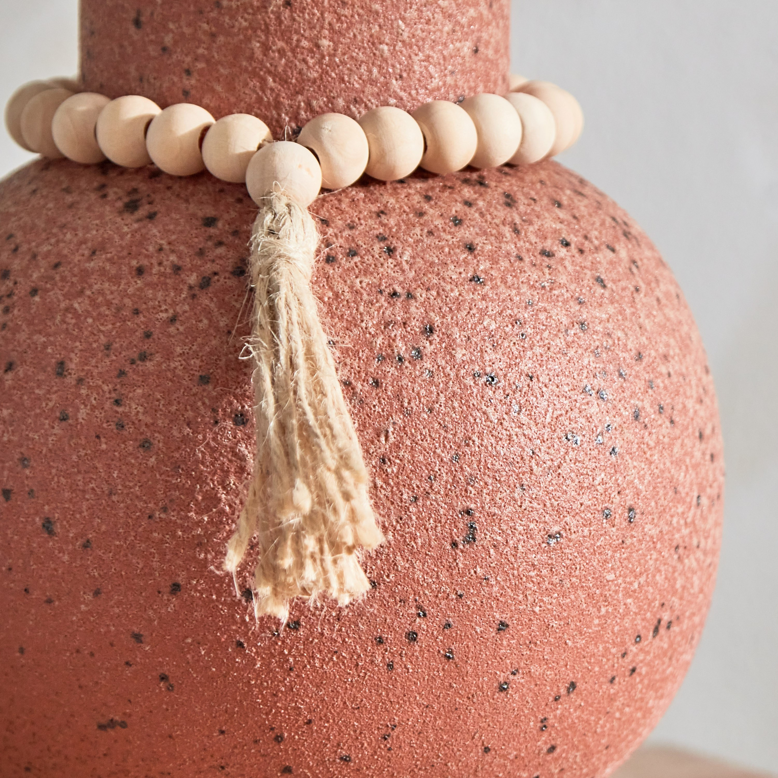 Quinn Ceramic Speckle Vase with Decorative Beads - 14x14x19.5 cm-hbxbedroom-decorandaccessories-vases-image-4