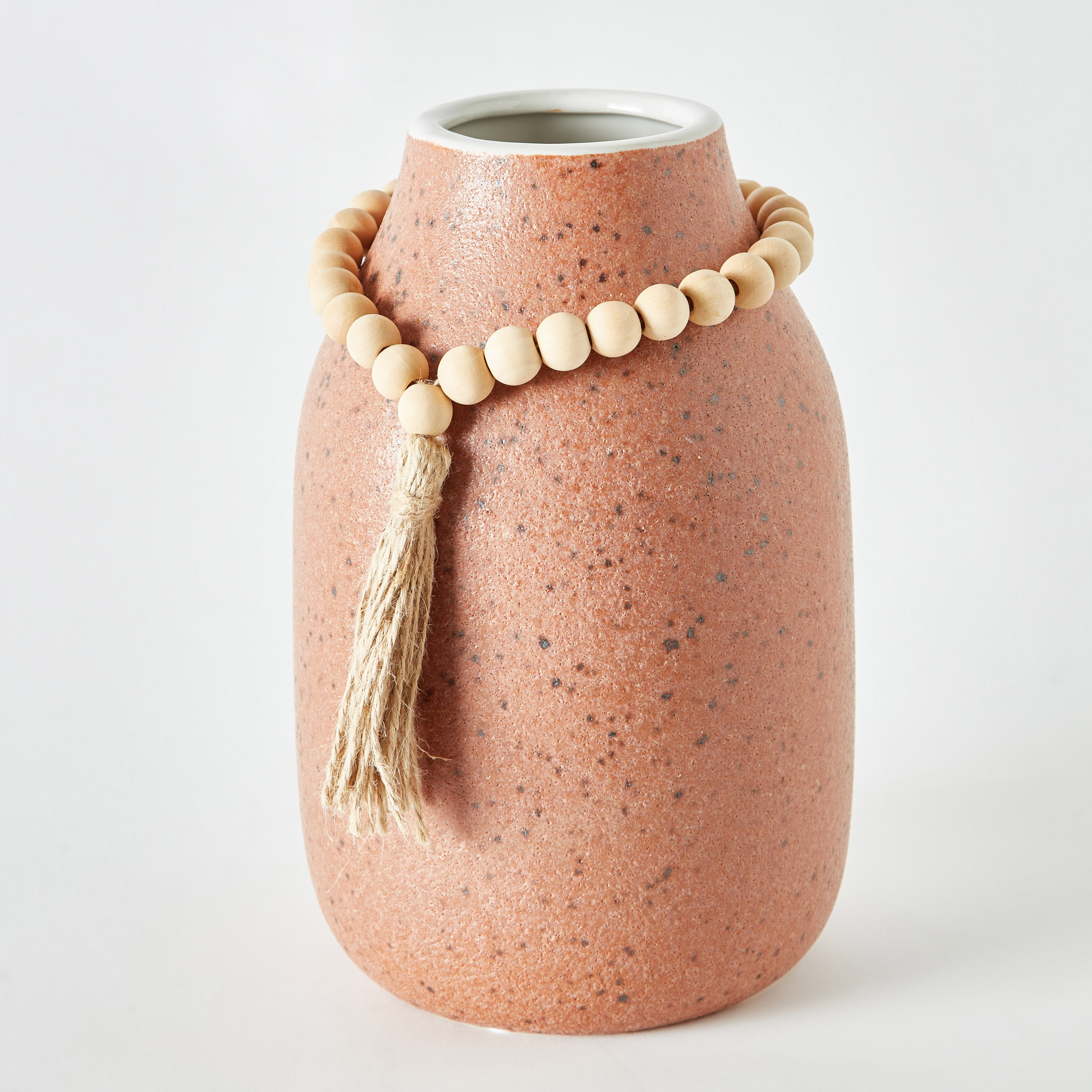 مزهرية سيراميك مزيّنة بالخرز من كوين - 14.5x14.5x23 سم-hbxbedroom-decorandaccessories-vases-image-6