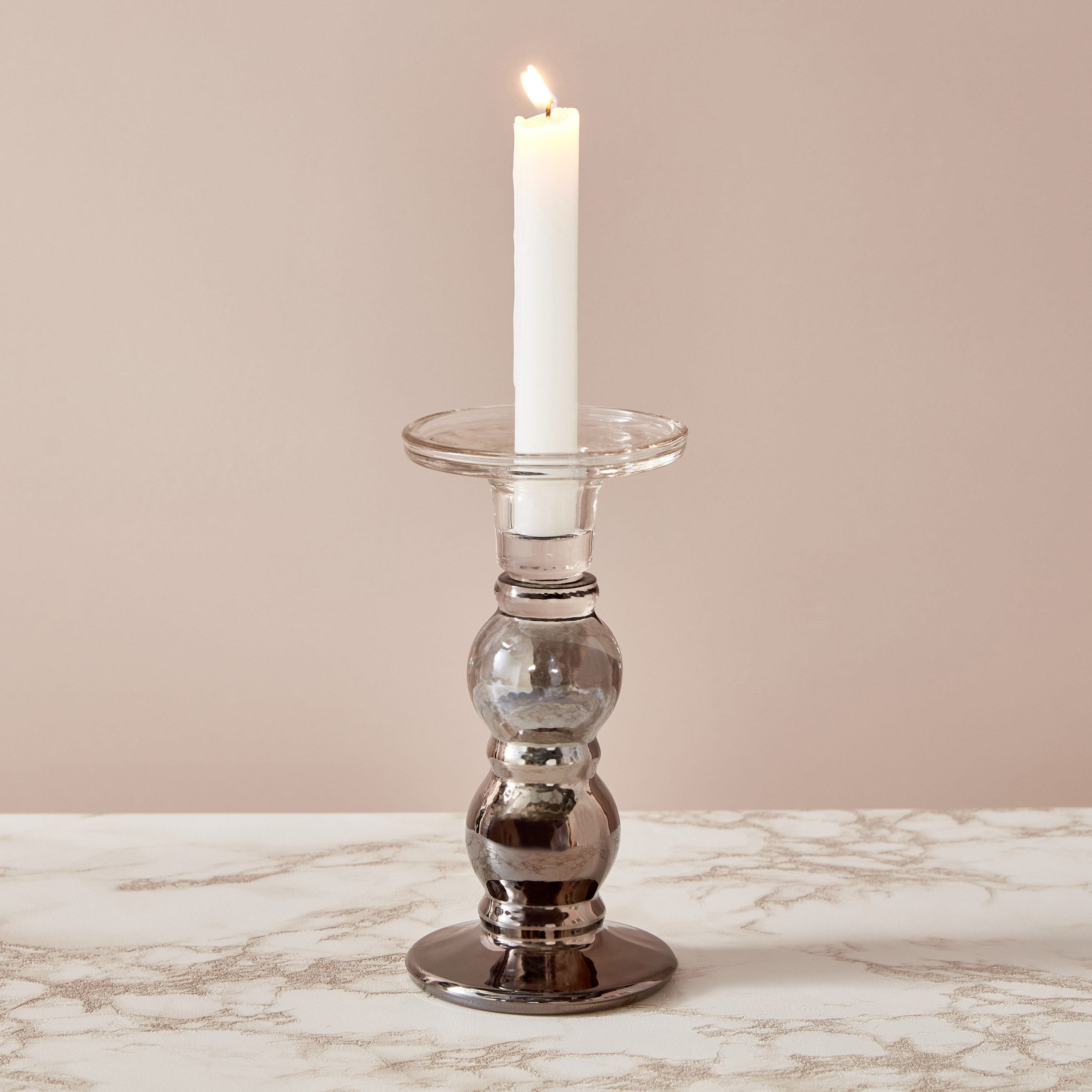 حامل شموع بتشطيب شبه نيكل من أوليجو - 9x17.5 سم-hbxlivingroom-decorandaccessories-candleholders-image-1