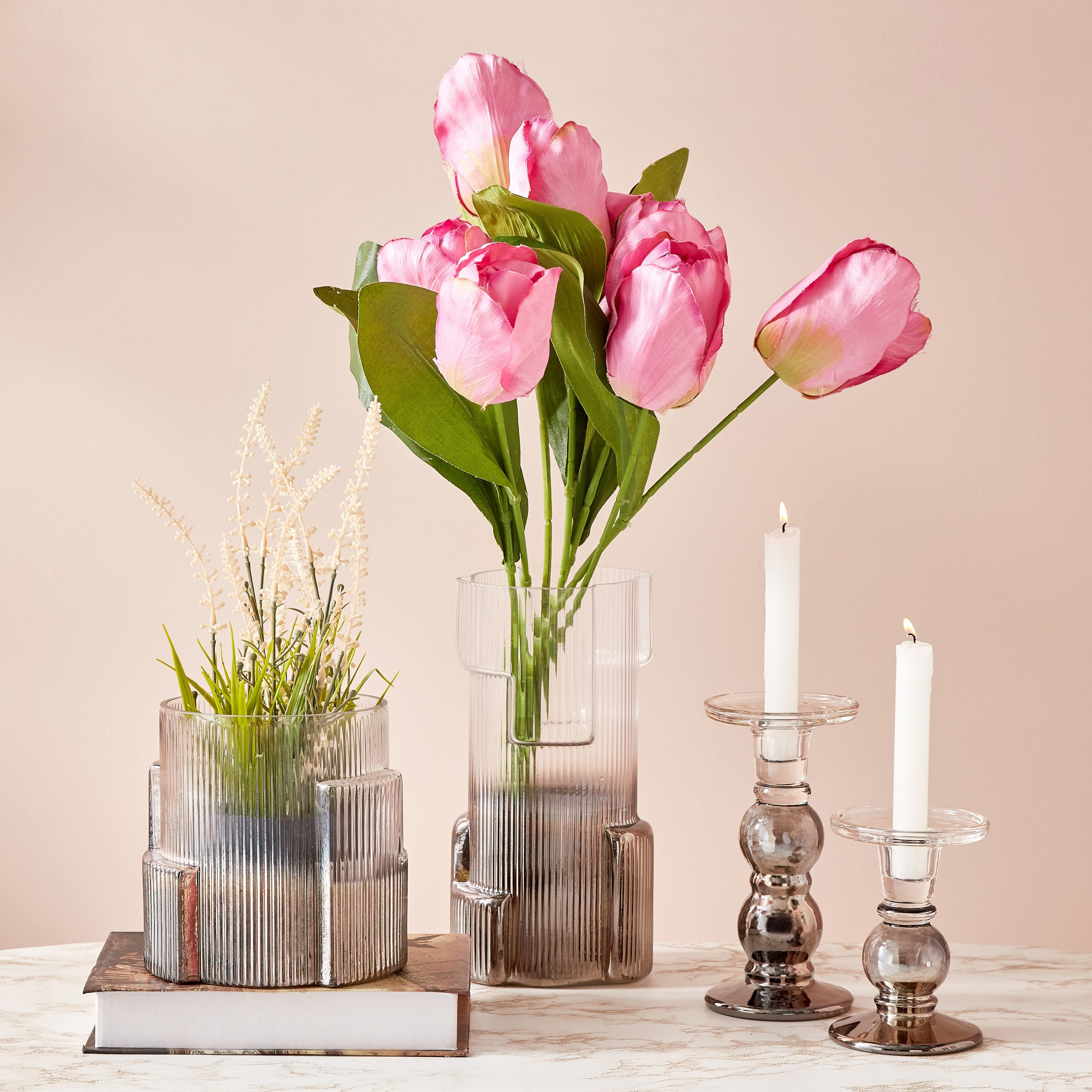 حامل شموع بتشطيب شبه نيكل من أوليجو - 9x17.5 سم-hbxlivingroom-decorandaccessories-candleholders-image-5