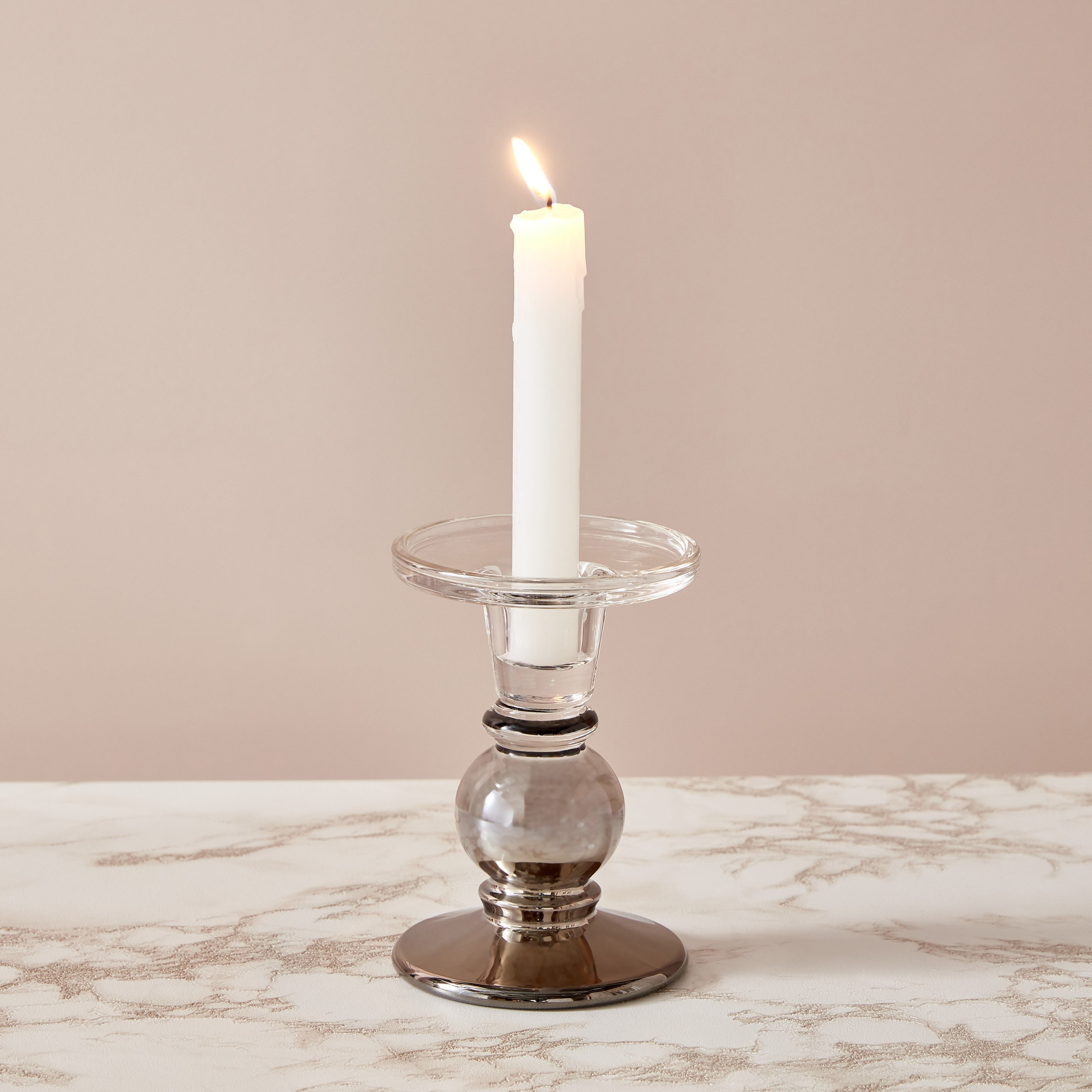 حامل شموع بتشطيب شبه نيكل من أوليجو - 9x12.5 سم-hbxlivingroom-decorandaccessories-candleholders-image-1