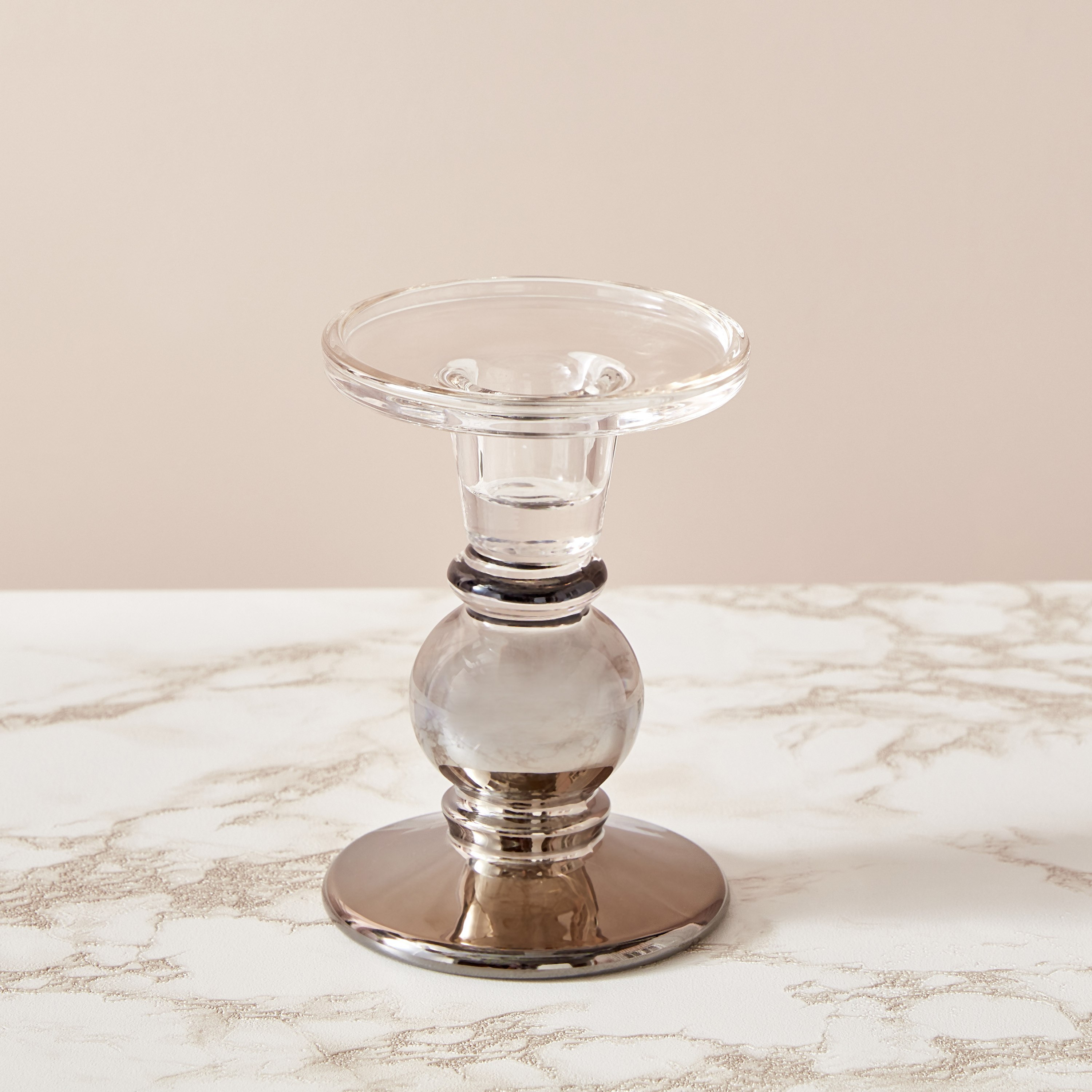 حامل شموع بتشطيب شبه نيكل من أوليجو - 9x12.5 سم-hbxlivingroom-decorandaccessories-candleholders-image-2