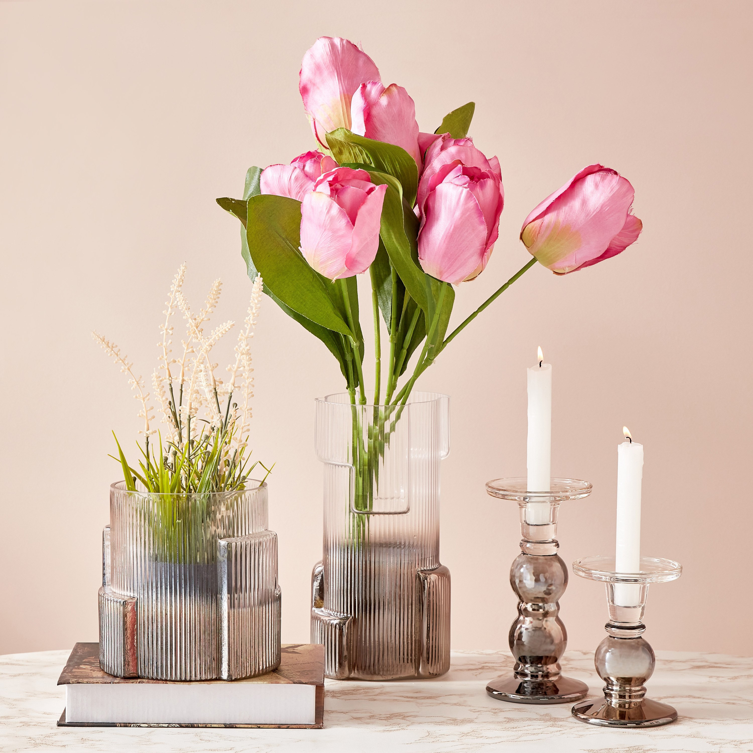 حامل شموع بتشطيب شبه نيكل من أوليجو - 9x12.5 سم-hbxlivingroom-decorandaccessories-candleholders-image-5