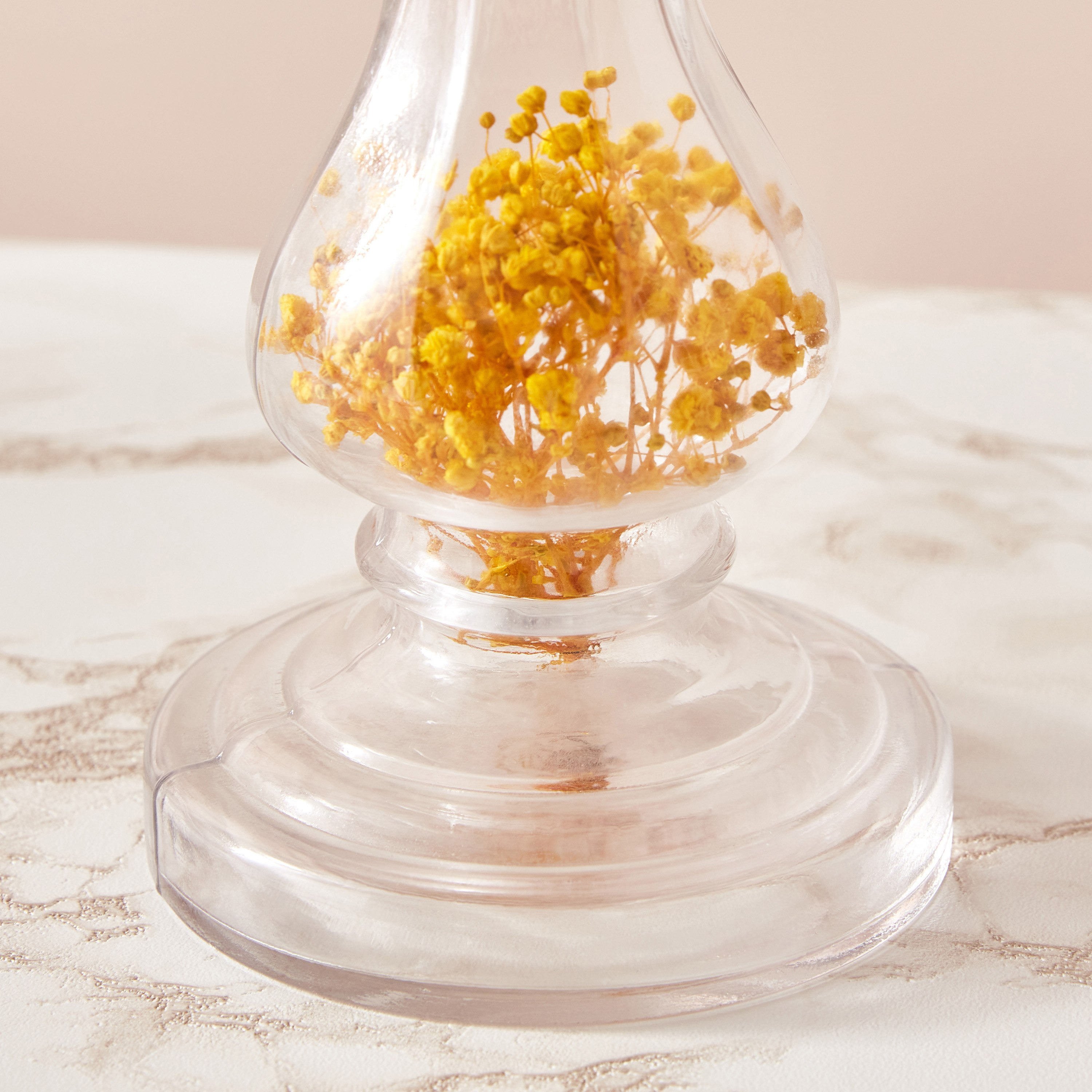 حامل شموع زجاجي بزهور مجففة من أوليجو - 10.5x19 سم-hbxlivingroom-decorandaccessories-candleholders-image-4
