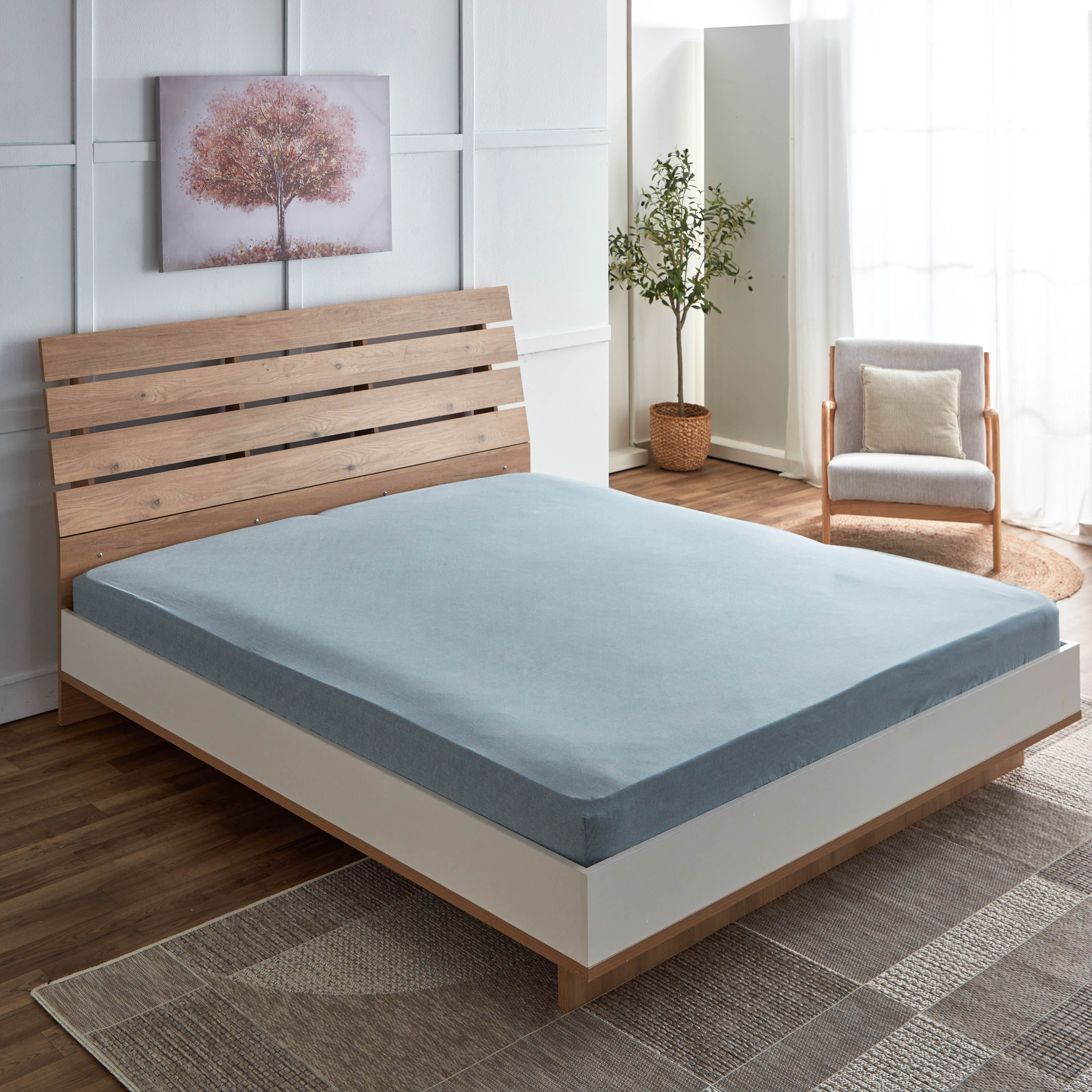 شرشف مطّاطي كينج قطن بطبعات فاسا من هيوستن - 180x200+30 سم-hbxhomeware-hbxbedroom-image-1