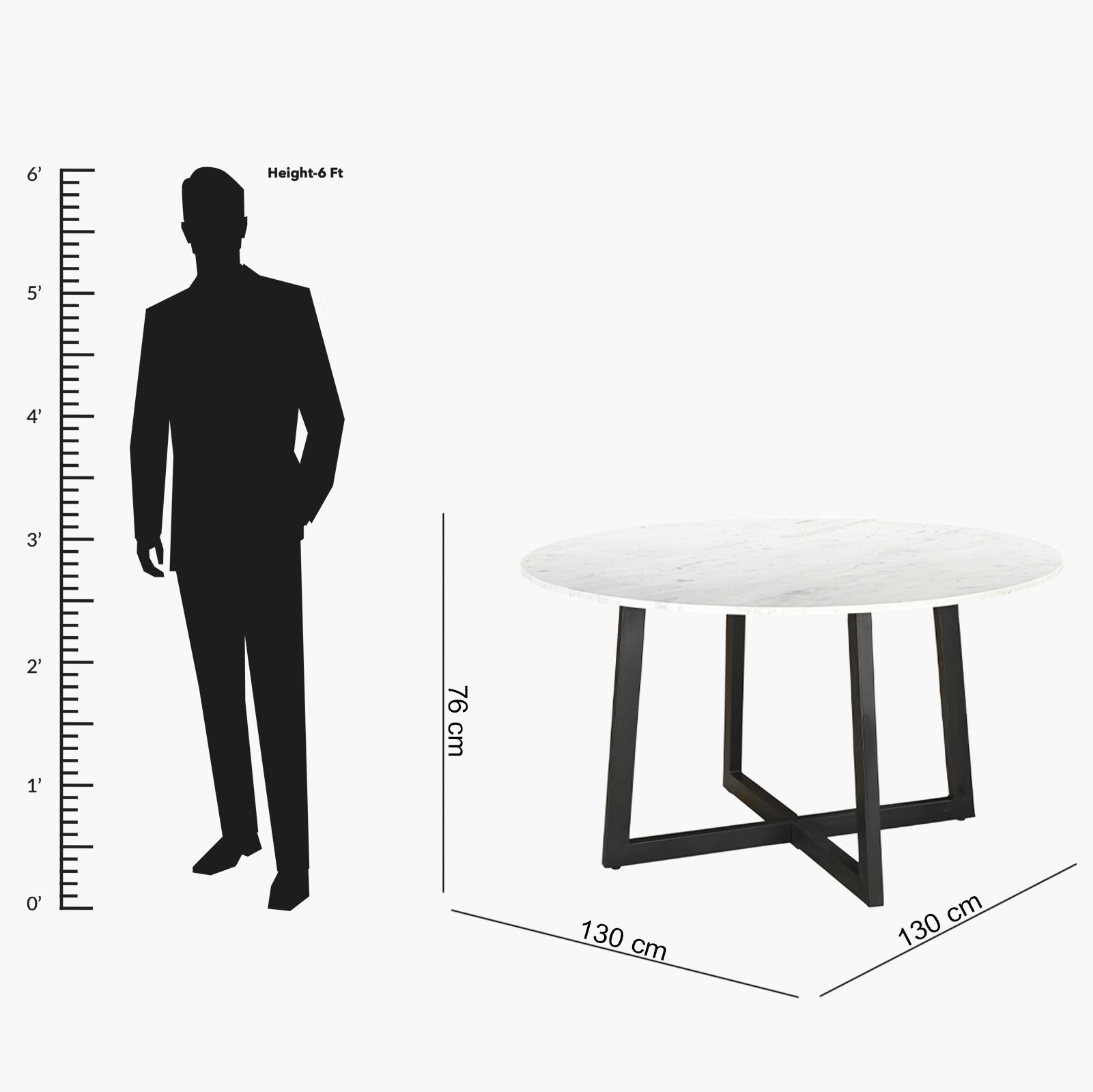 Vendra Blake Genuine Marble Top 6-Seater Round Dining Table-hbxdiningroom-diningtablesandsets-diningtables-sixseater-image-4