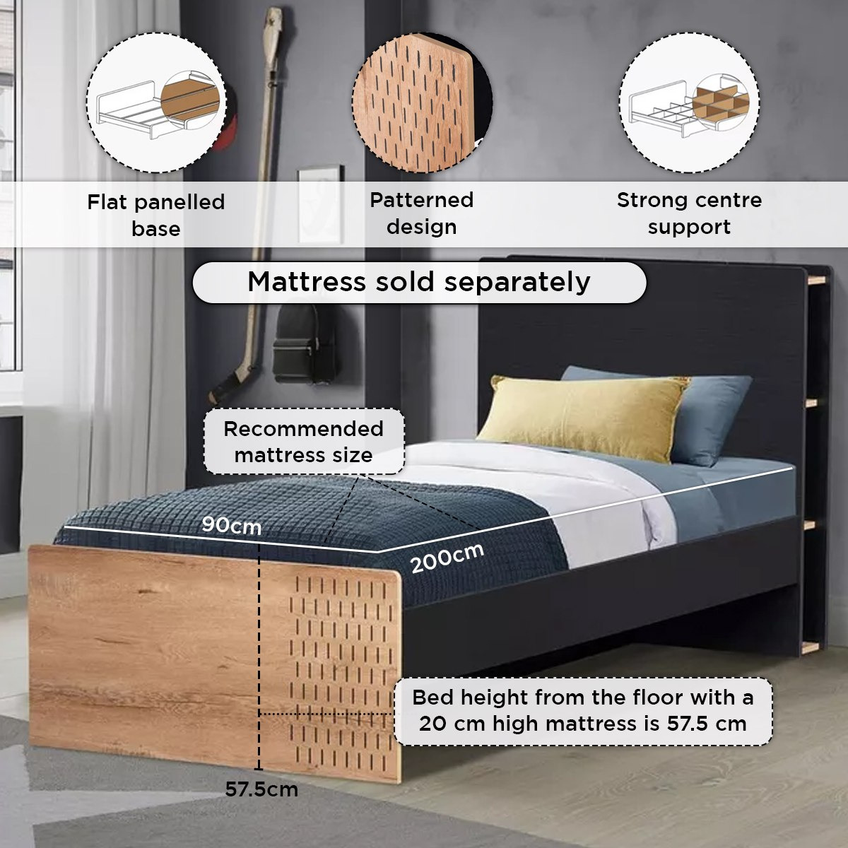 Jordan Single Smart Bed with Headboard Storage - 90x200 cm-hbxfurniture-bedsandbedsets-beds-single-image-5
