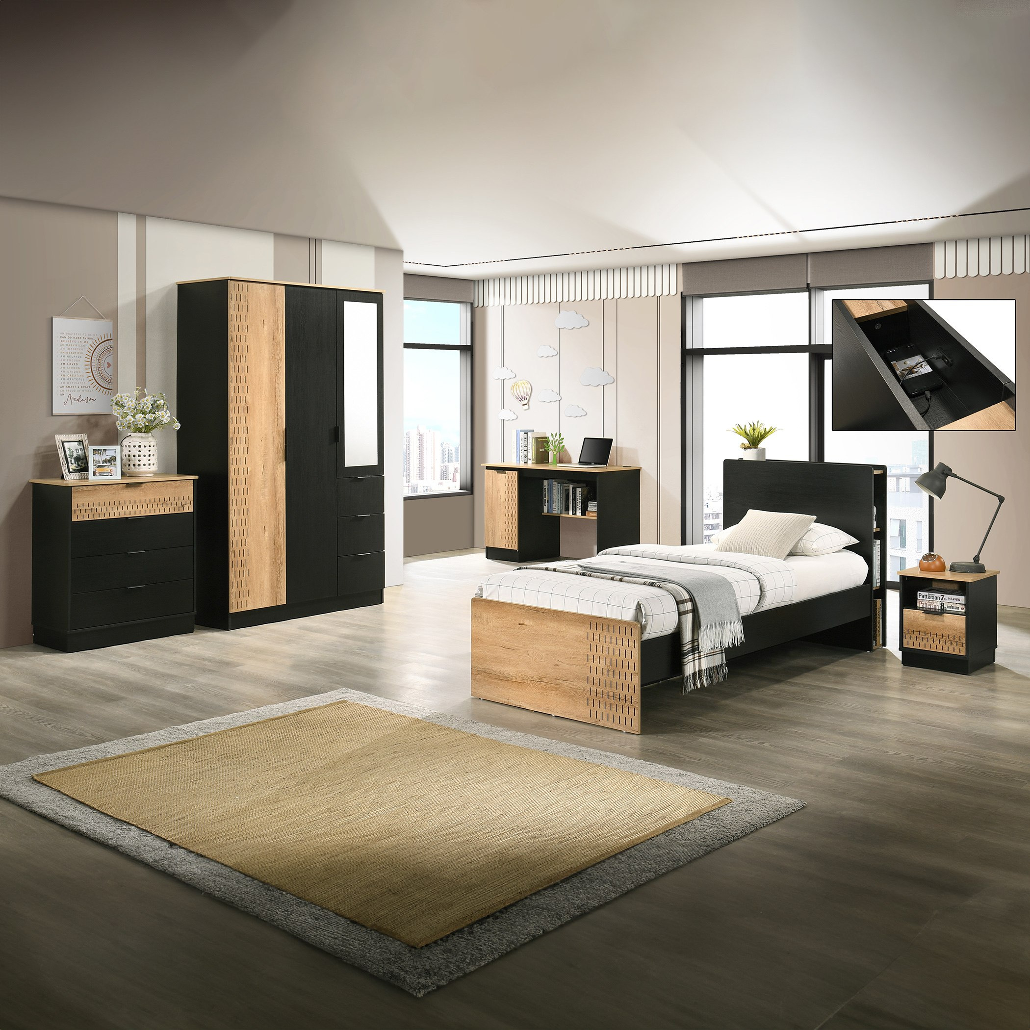 Jordan Single Smart Bed with Headboard Storage - 90x200 cm-hbxfurniture-bedsandbedsets-beds-single-image-7