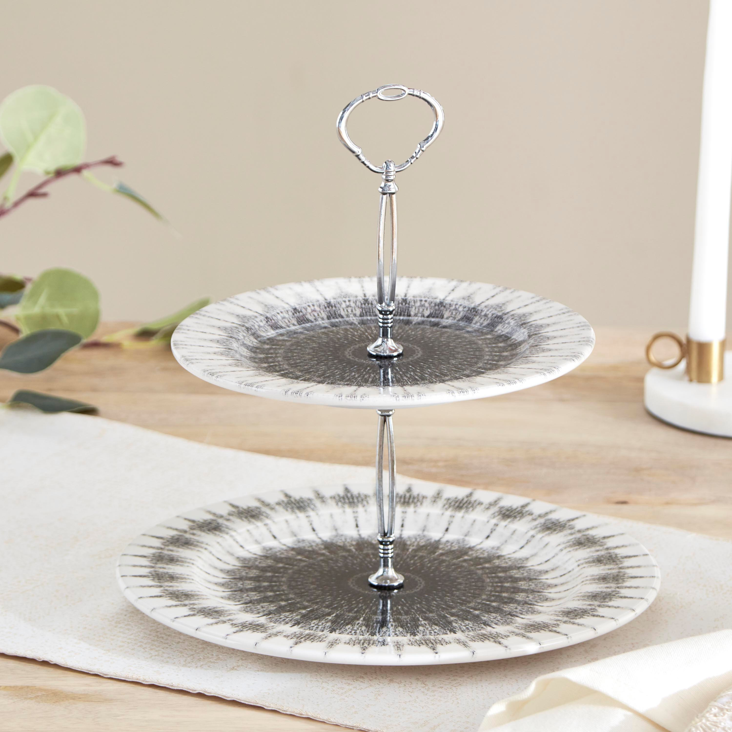 حامل كيك طابقين من كوزميك - 20x27 سم-hbxdecorandfurnishings-tabletop-serveware-image-1