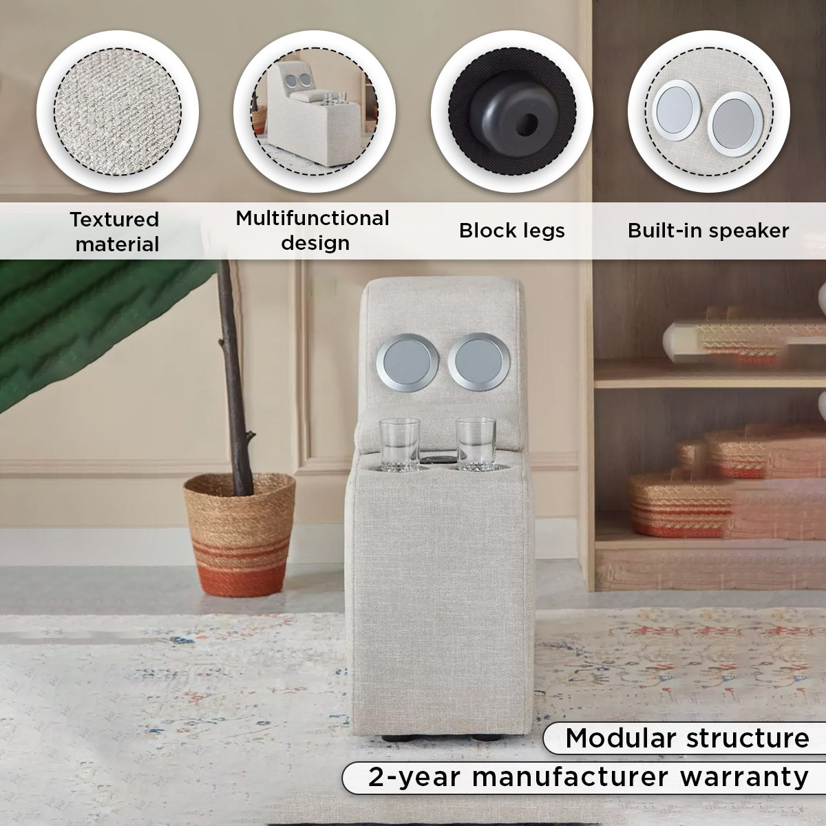 Imodular Fabric 2-Cup Holder Console with Storage Speaker and Charger-hbxlivingroom-sofasandarmchairs-sofas-image-5