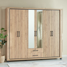 Belfort 6-Door 2-Drawer Wardrobe with 2 Mirrors and Lock