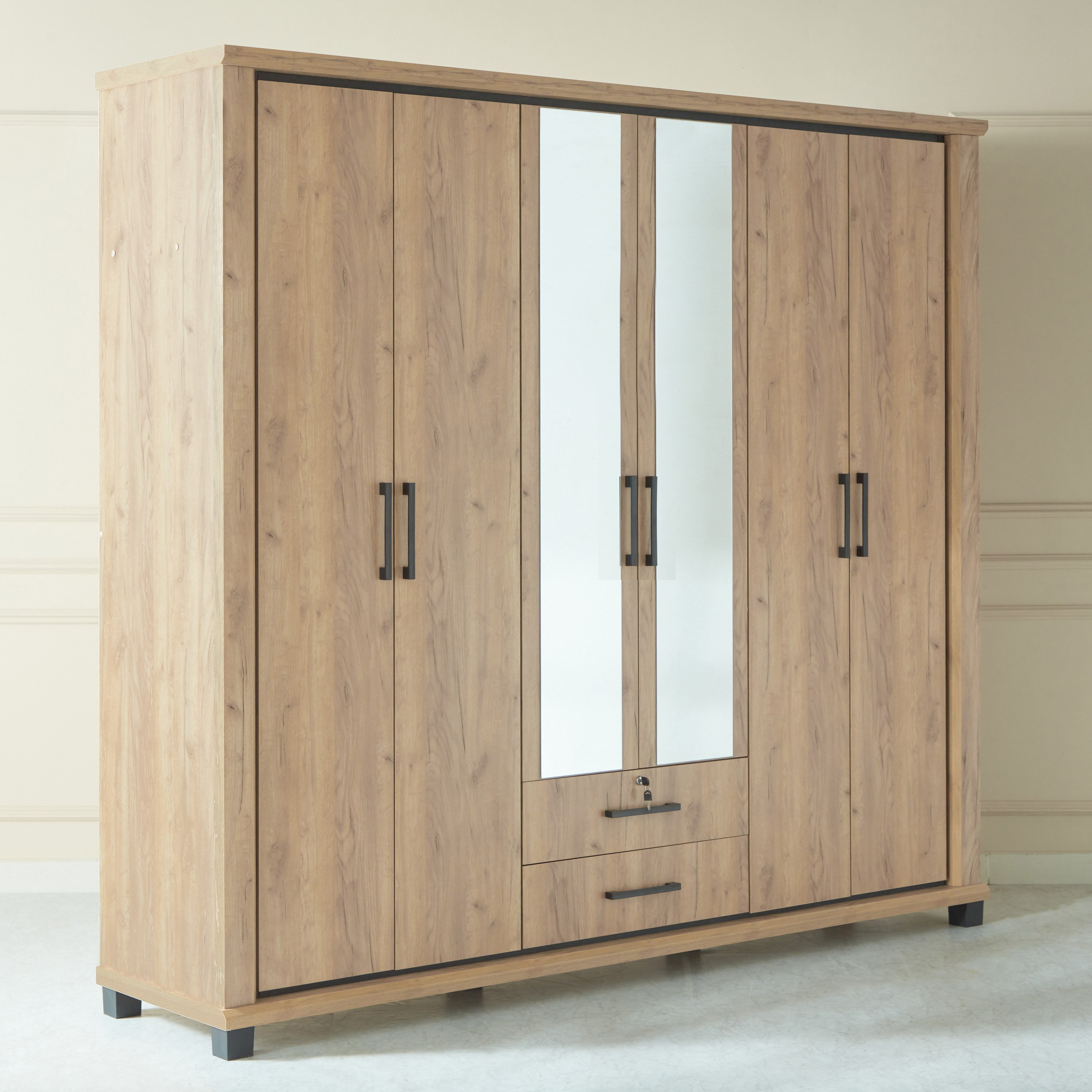 Belfort 6-Door 2-Drawer Wardrobe with 2 Mirrors and Lock-hbxfurniture-wardrobes-image-16
