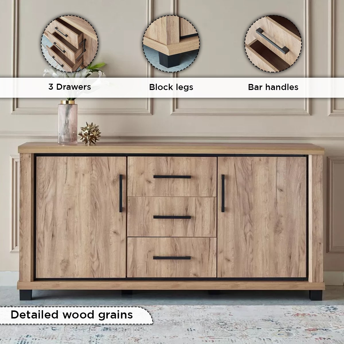 Belfort 3-Drawer Sideboard Buffet with 2 Doors-hbxfurniture-diningroom-buffetsandsideboards-image-5