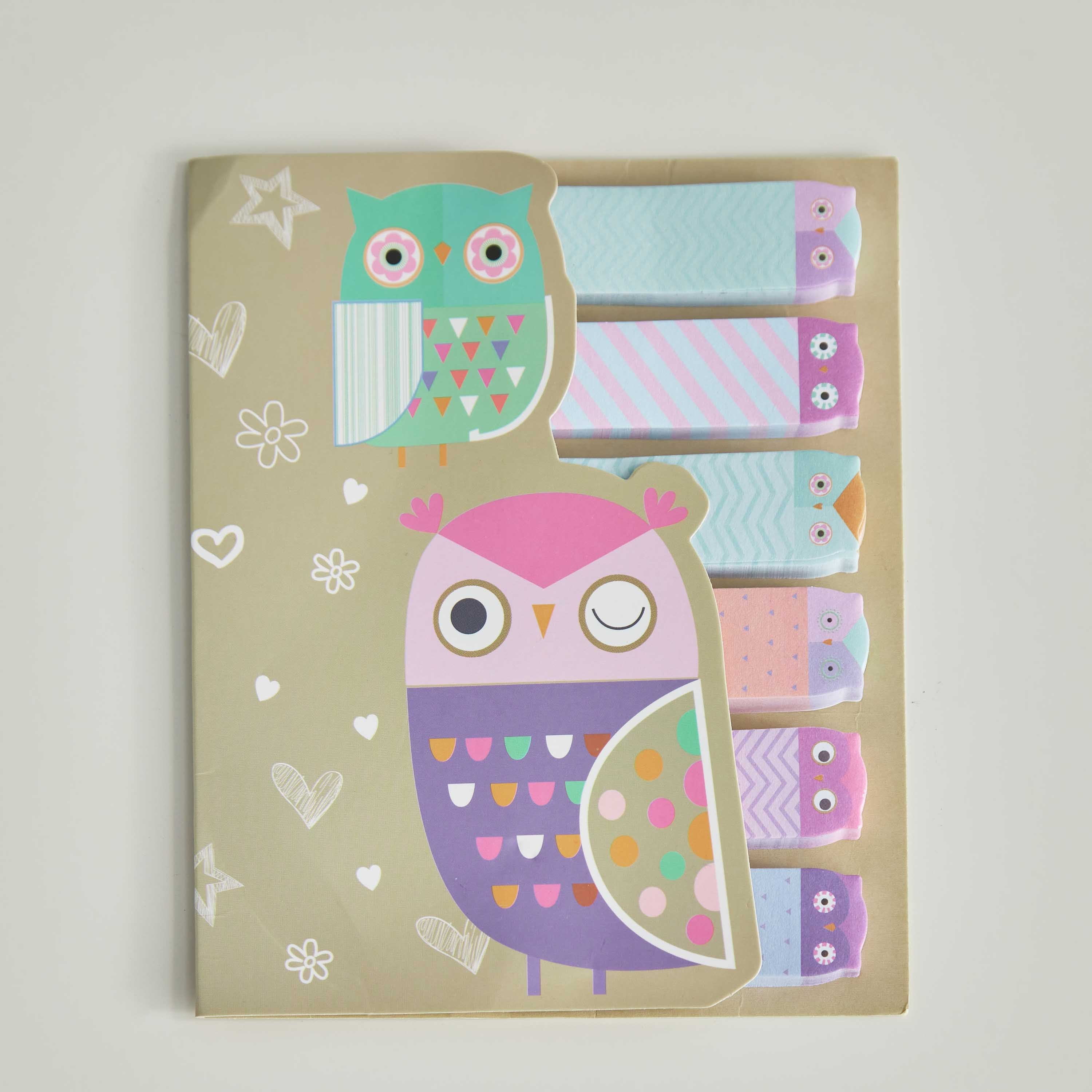 طقم تابلات ملاحظات 6 قطع على شكل بومة - 15x12 سم-hbxkidsandyouth-playroom-stationery-image-2