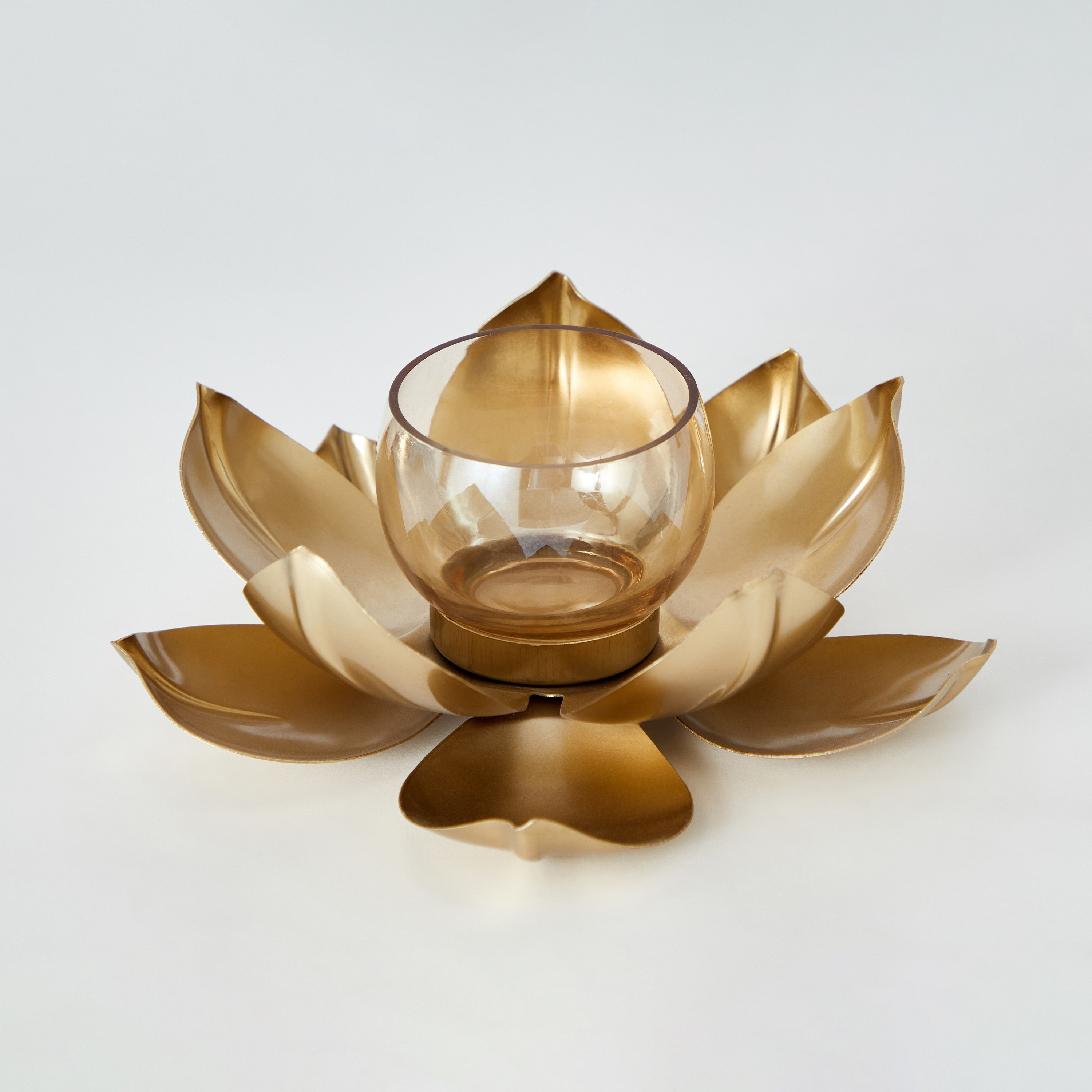 حامل شموع صغيرة معدني بتصميم زهرة اللوتس من كيرا - 19x19x9 سم-hbxlivingroom-decorandaccessories-candleholders-image-7