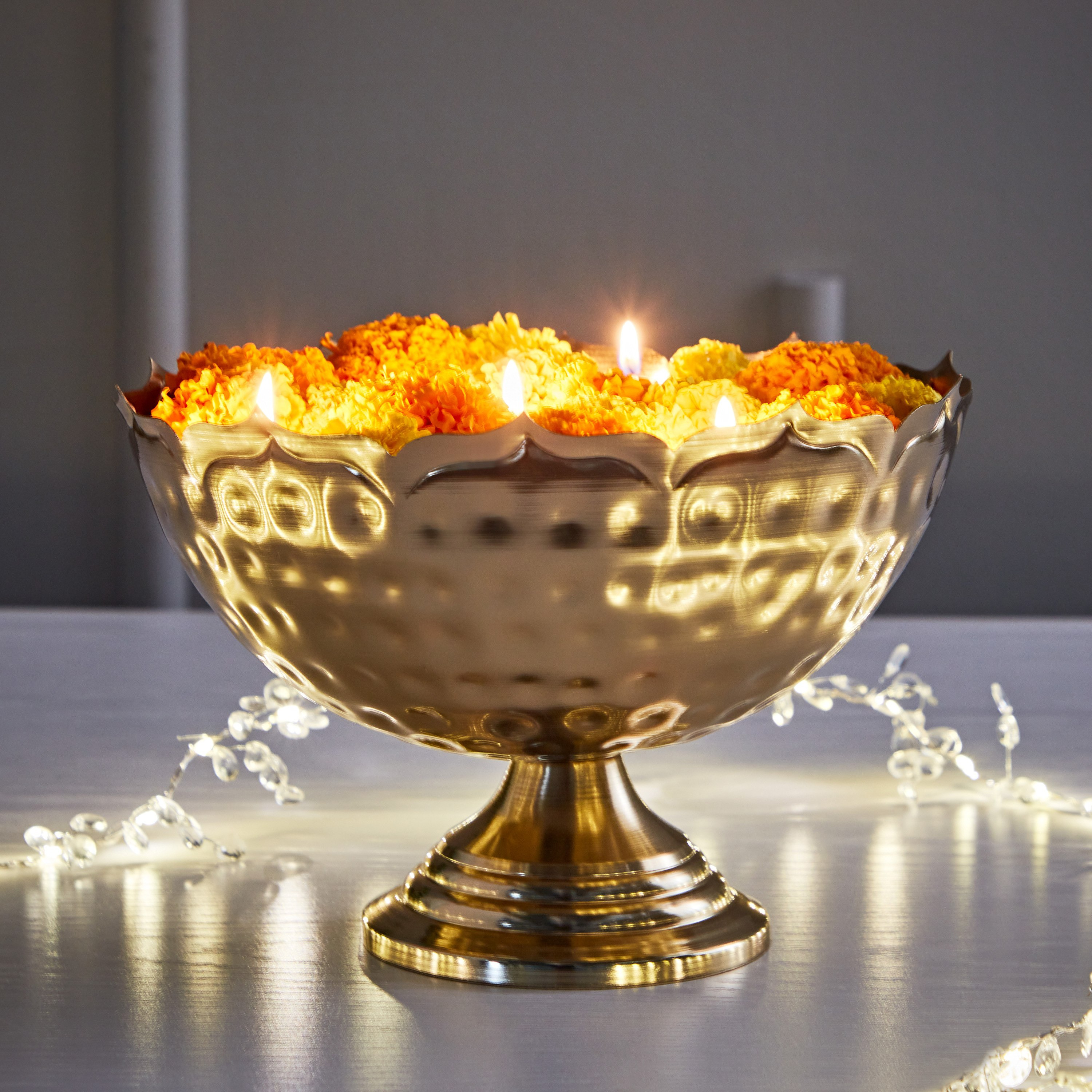 Kyra Metal Hammered Decorative Bowl - 27.4x27x17 cm-hbxdecorandfurnishings-homeaccessories-bowls-image-1
