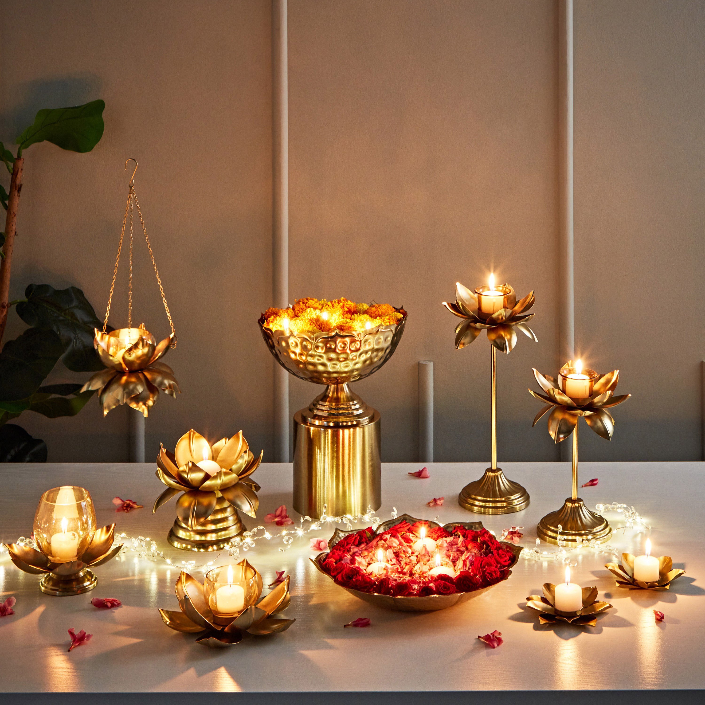 Metal Lotus popular hanging candle holder