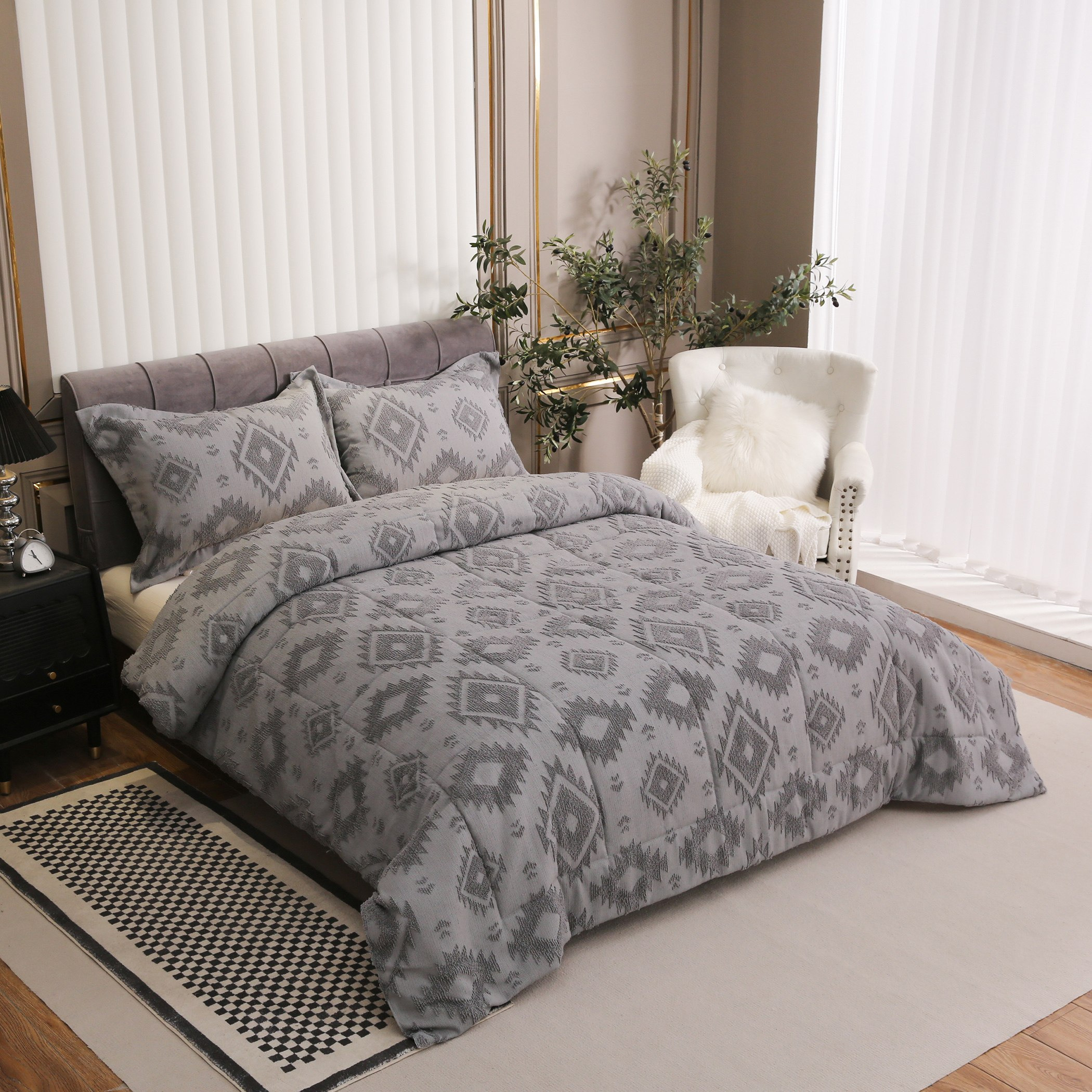 طقم لحاف توين جاكارد 3 قطع من قونية - 160x220 سم-hbxhomeware-hbxdecorandfurnishings-image-1