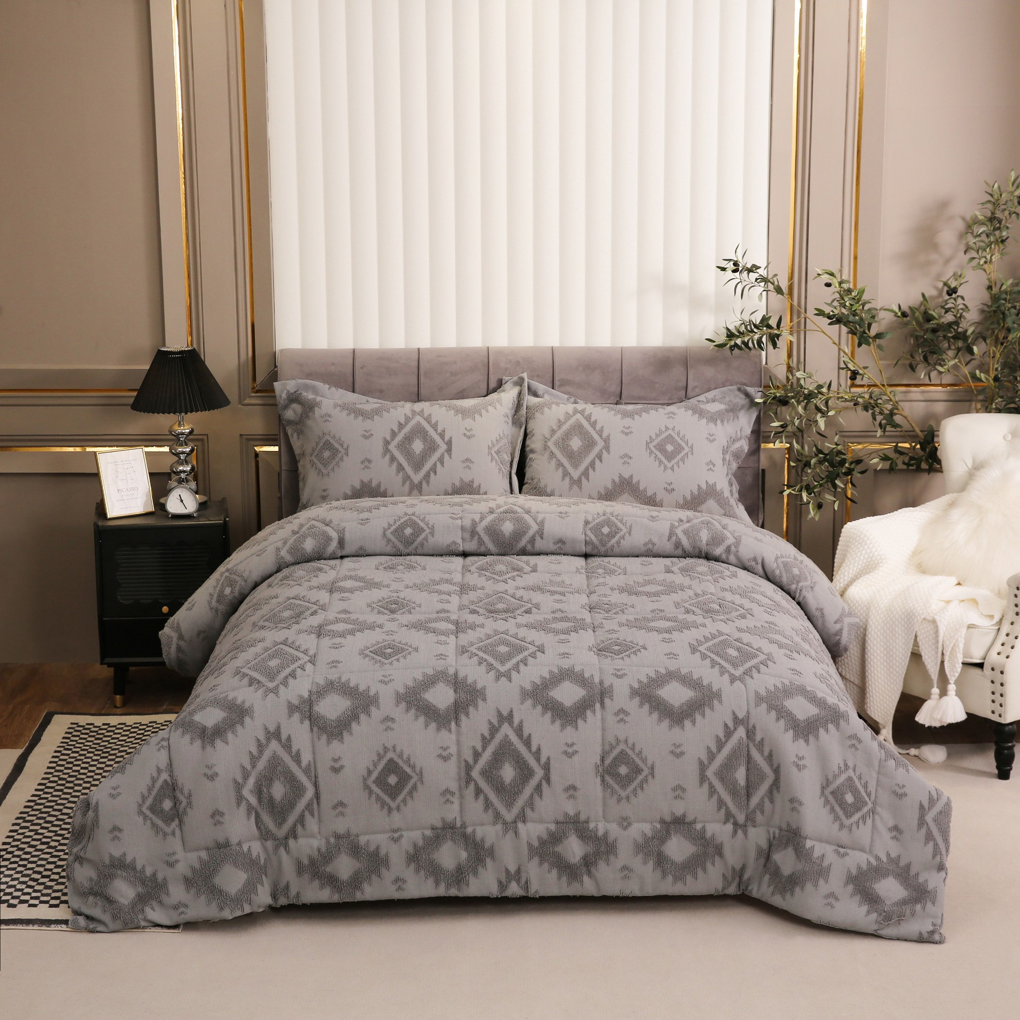 طقم لحاف توين جاكارد 3 قطع من قونية - 160x220 سم-hbxhomeware-hbxdecorandfurnishings-image-2