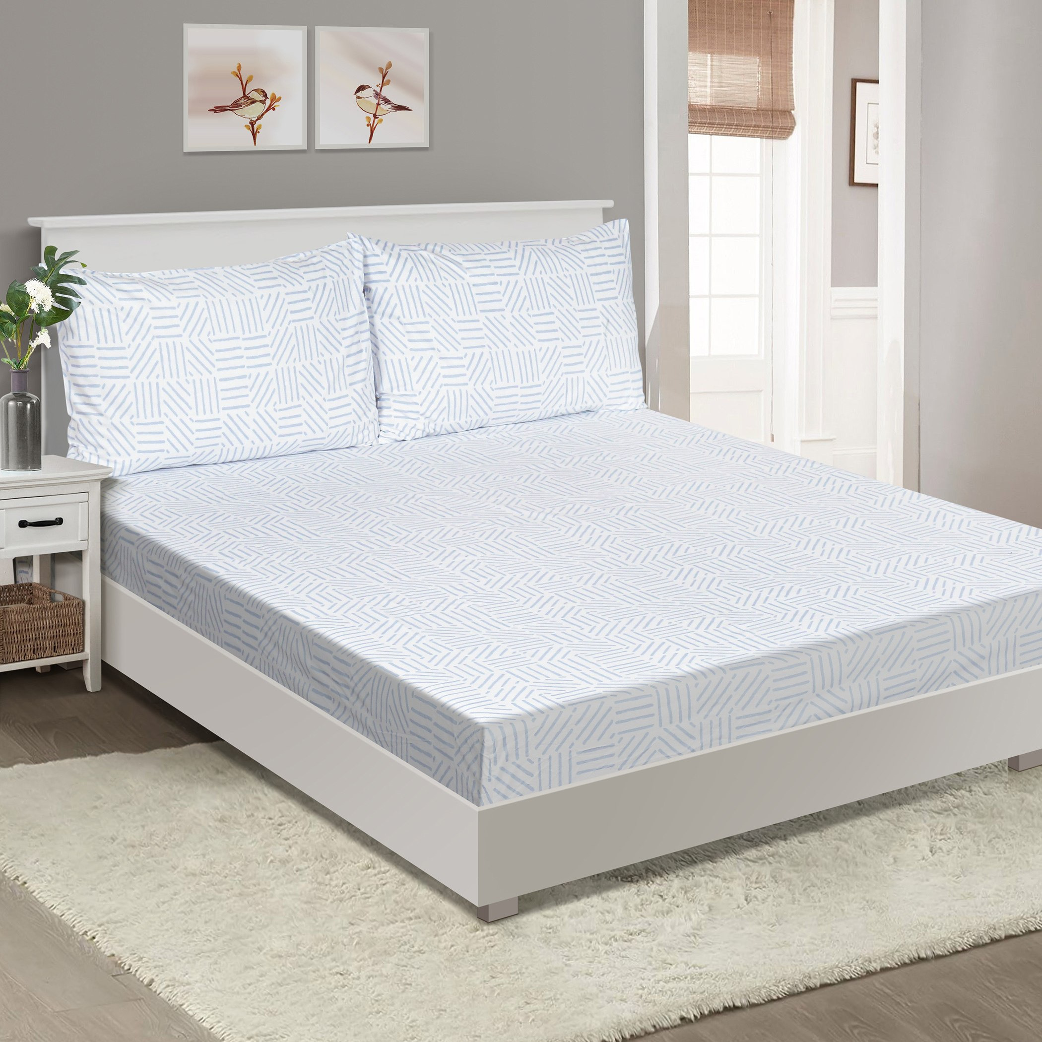 شرشف مطّاطي قطن كوين بطبعات سيناكي من ماديسون - 150x200+25 سم-hbxhomeware-hbxbedroom-image-2