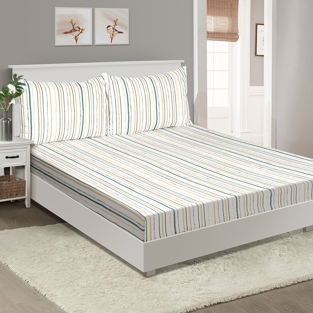 Madison Oni Super King Printed Cotton Fitted Sheet - 200x200+25 cm-hbxhomeware-hbxbedroom-image-1