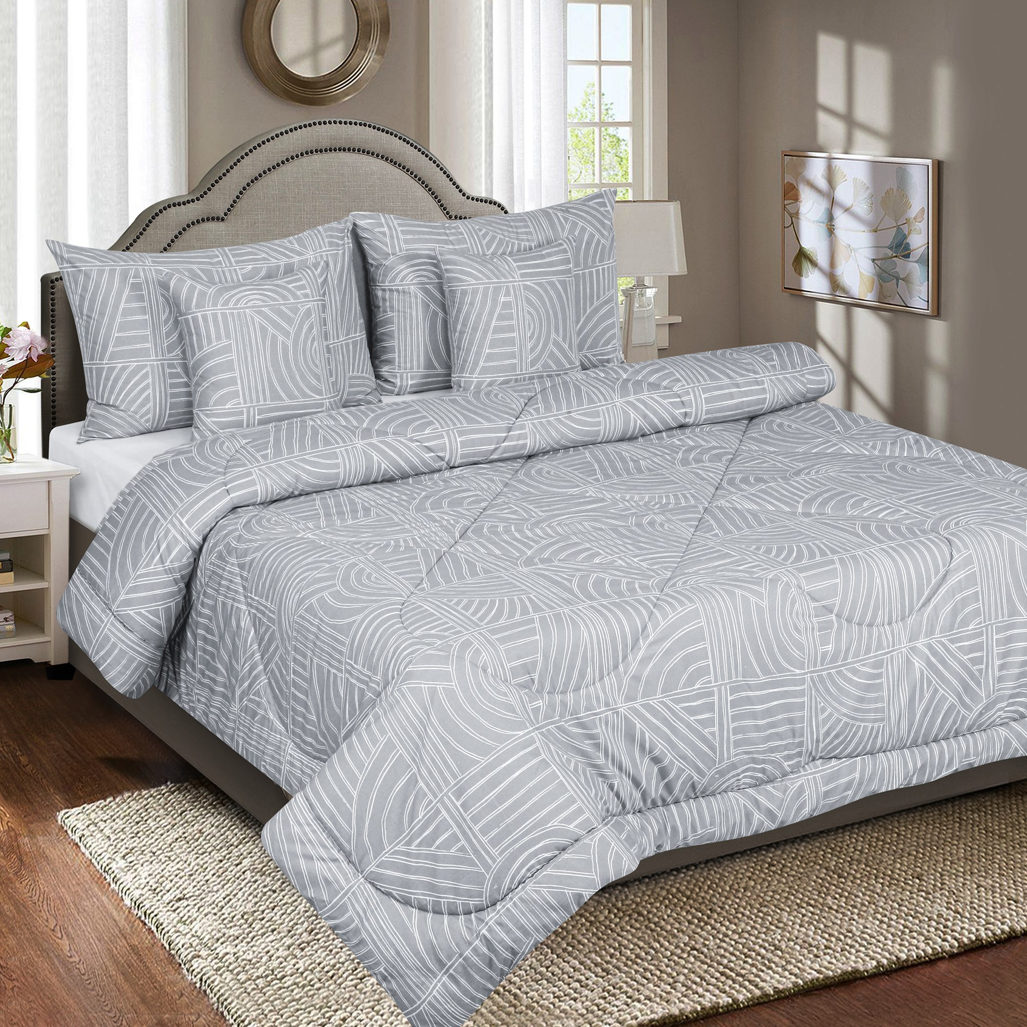 Aurora Telavi 5-Piece King Printed 124TC Cotton Comforter Set - 220x240 cm-hbxhomeware-hbxdecorandfurnishings-image-1