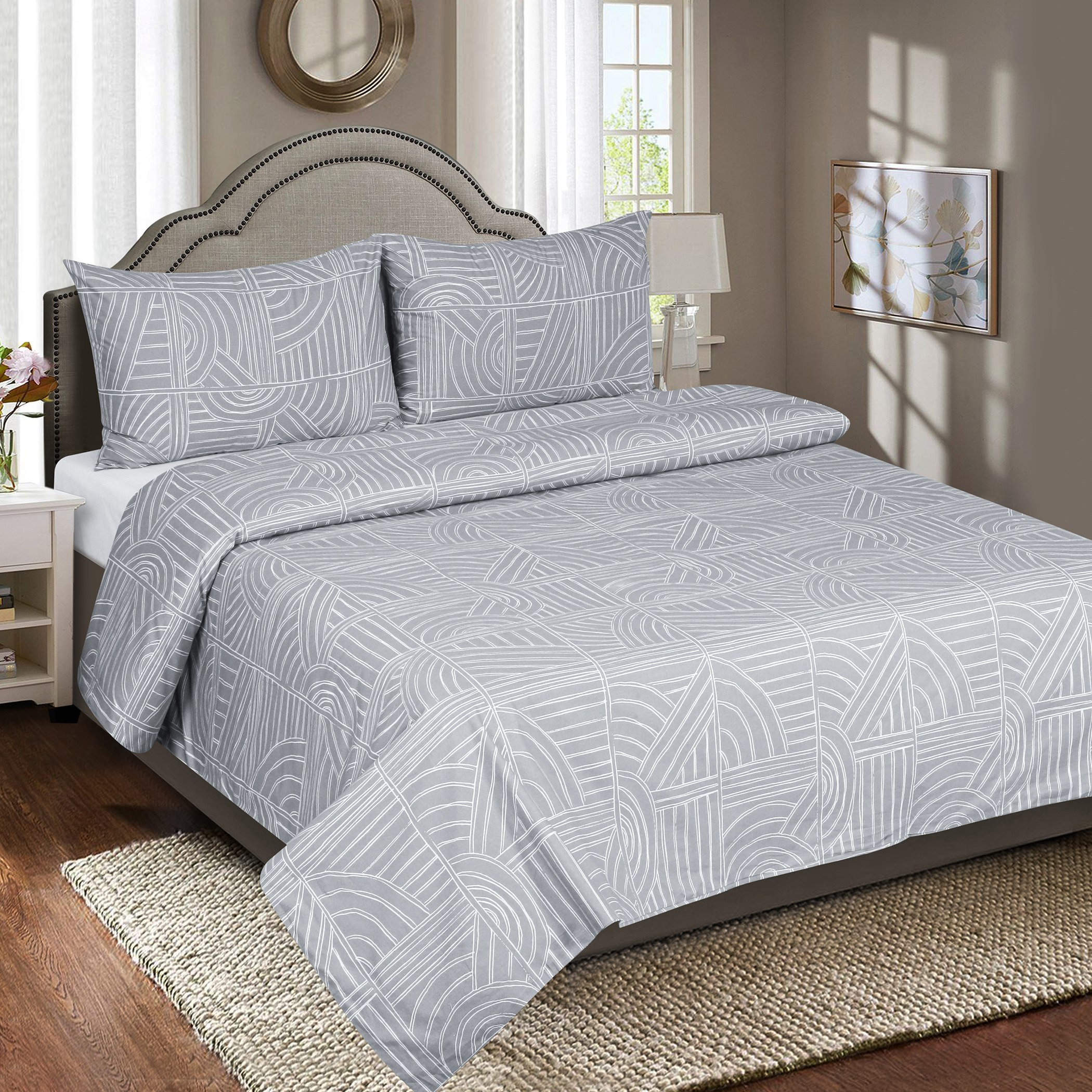طقم غطاء لحاف/لحاف قطن مزدوج 3 قطع بطبعات من أورورا تيلافي- 150x220 سم-hbxhomeware-hbxdecorandfurnishings-image-1