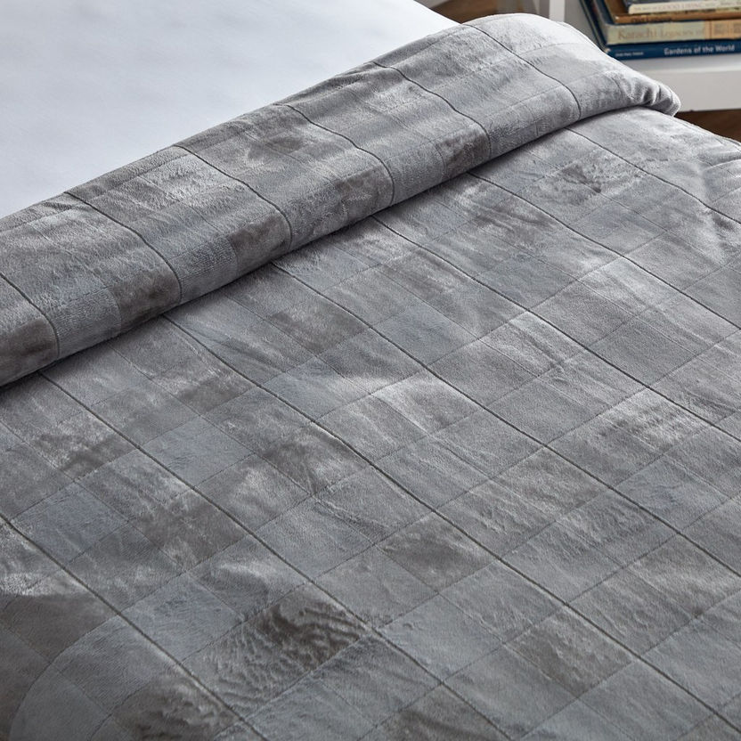 Lior Checked Jacquard Single Layer Twin Blanket - 150x200 cm-Blankets-image-2