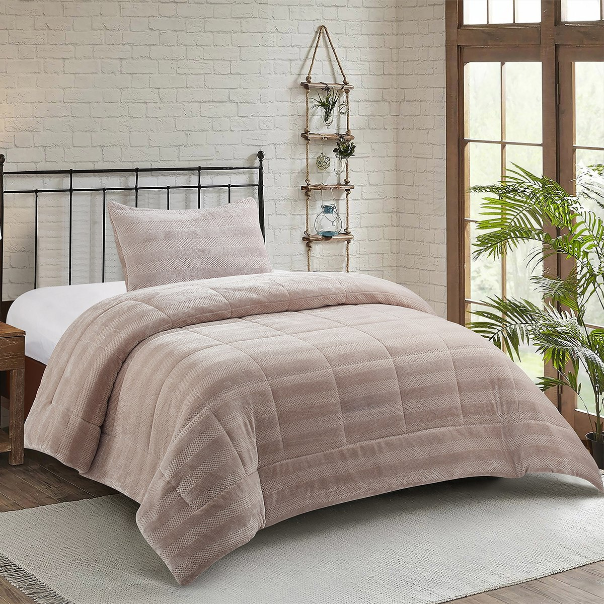 طقم لحاف كينج فلانيل منسوج قطعتين من برن - 150x220 سم-hbxkidsandyouth-beddingandfurnishings-comfortersets-image-1