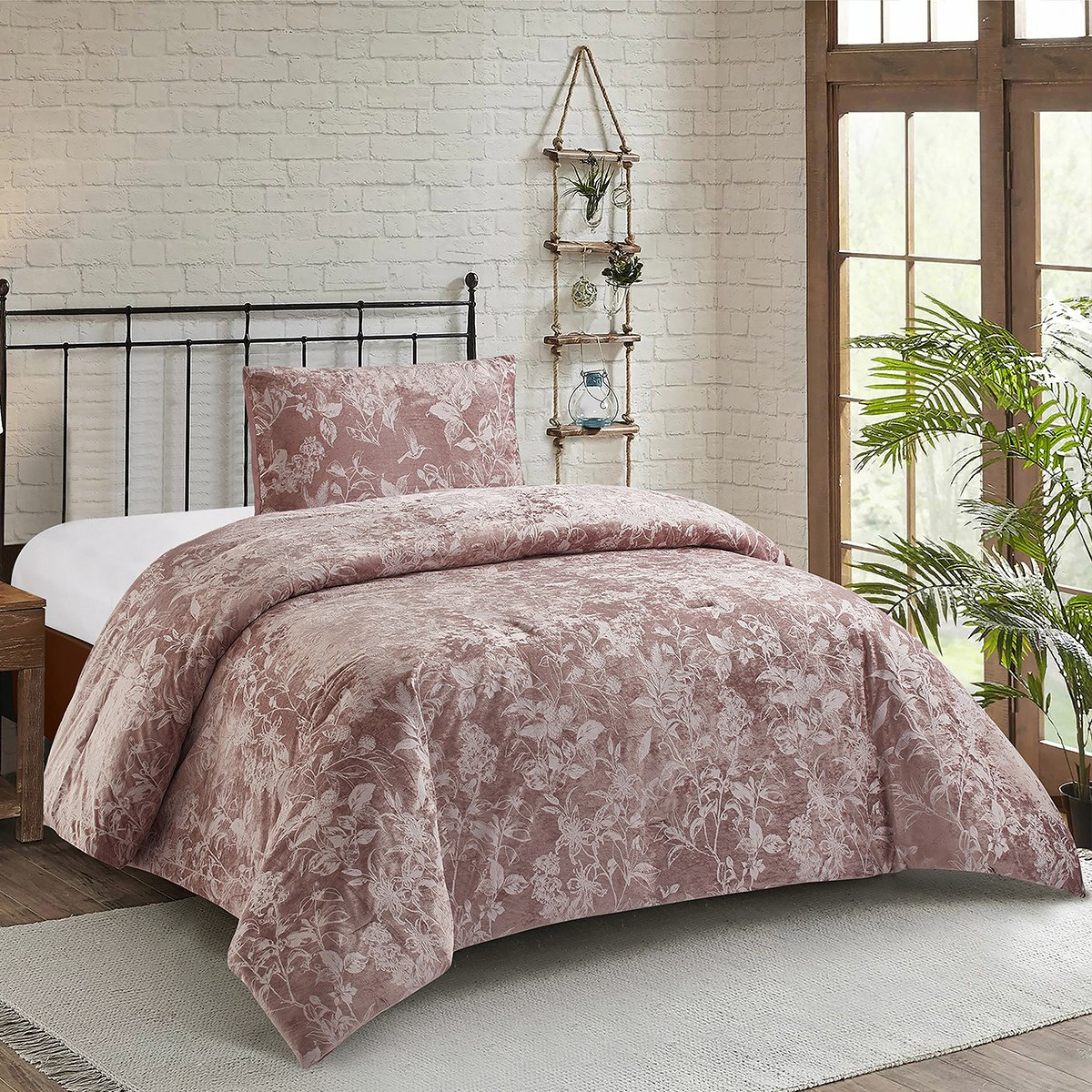 طقم لحاف مزدوج مخمل منقوش قطعتين من نيفيس - 160x220 سم-hbxkidsandyouth-beddingandfurnishings-comfortersets-image-1