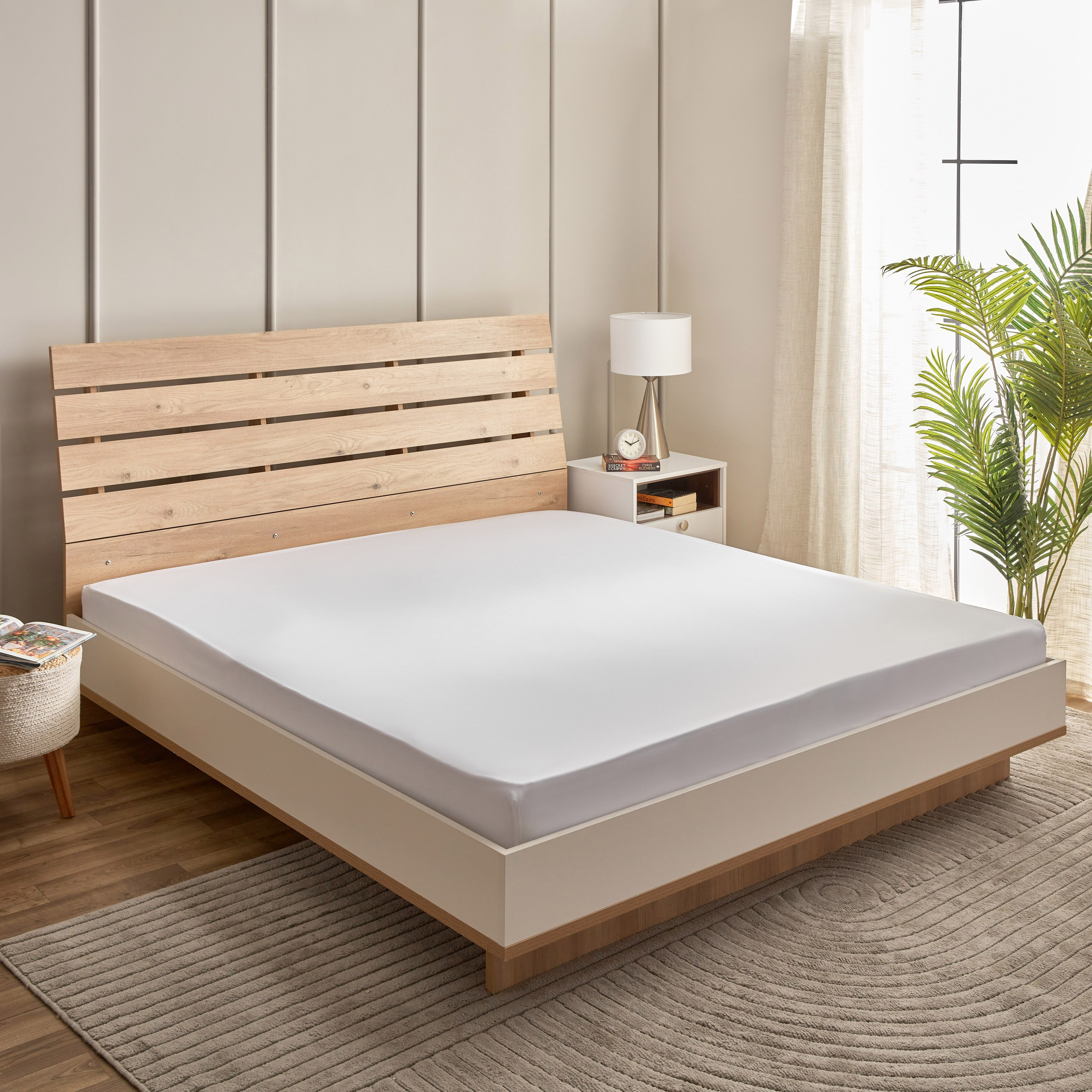 شرشف مطاطي جيتا كينج قطن بيراكل جراند أفوردابلز من وايت هيفن - 180x200+33 سم-hbxhomeware-hbxbedroom-image-1
