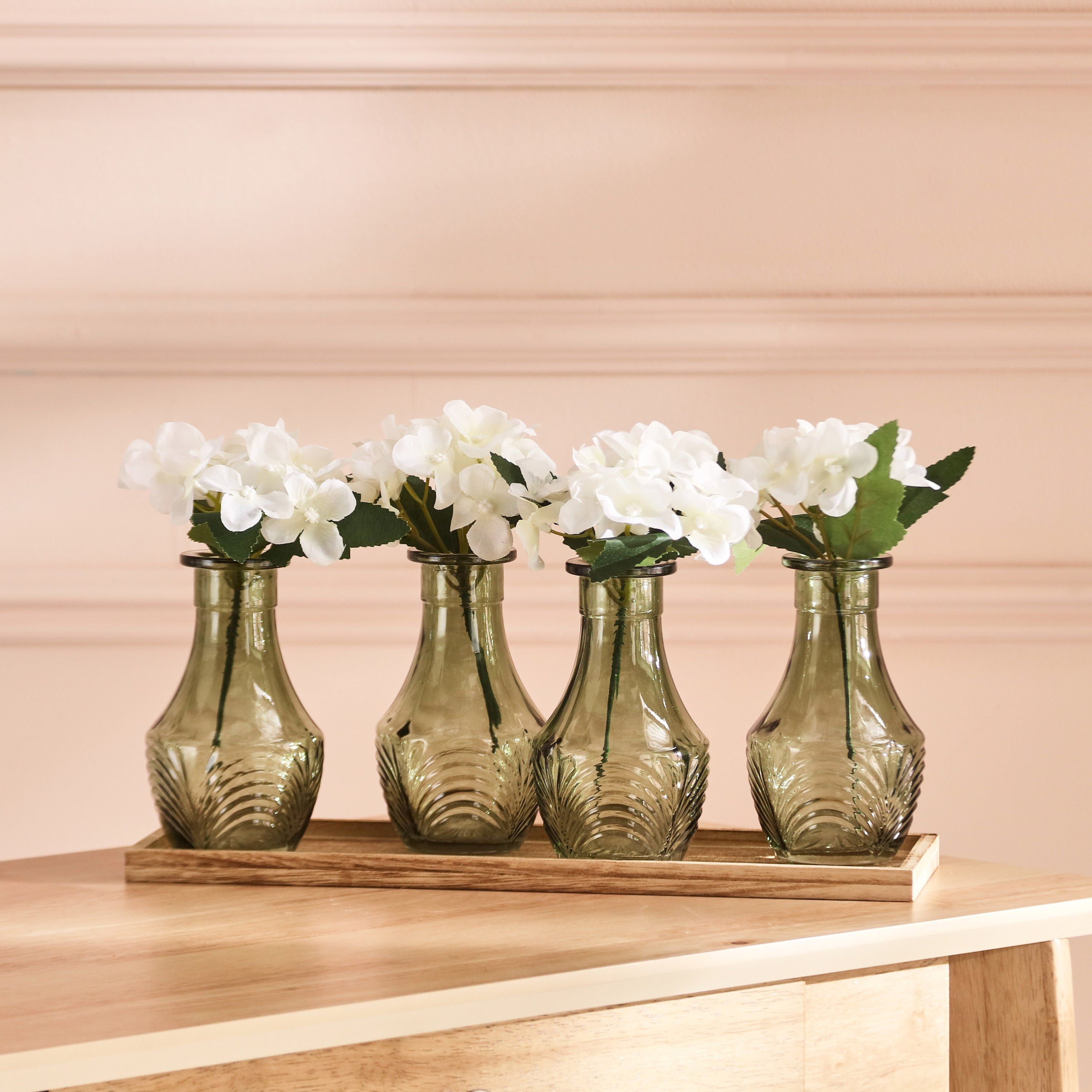 طقم مزهرية زجاج 4 قطع بزهور مجففة وصينية خشب من دين-hbxbedroom-decorandaccessories-vases-image-1