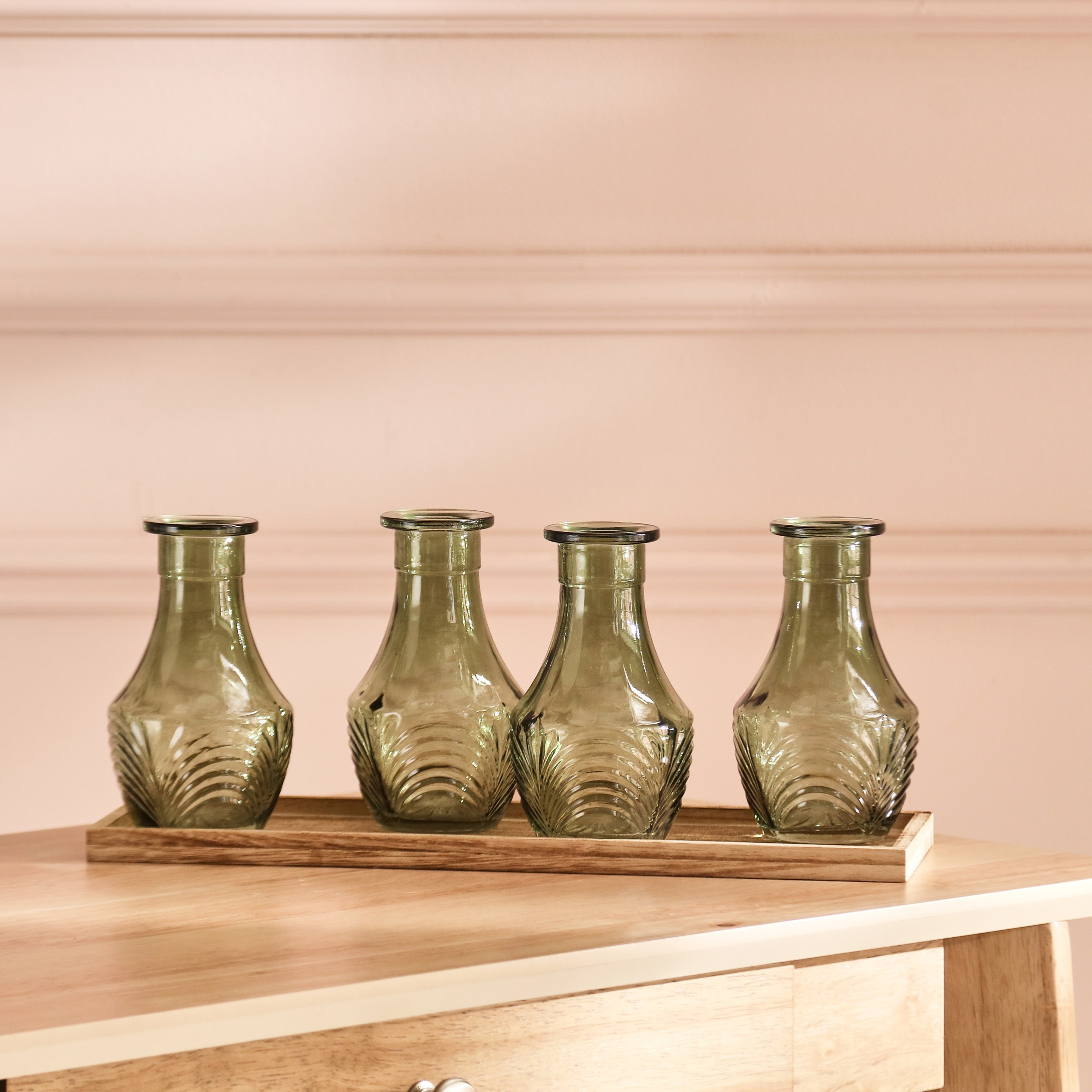 طقم مزهرية زجاج 4 قطع بزهور مجففة وصينية خشب من دين-hbxbedroom-decorandaccessories-vases-image-2