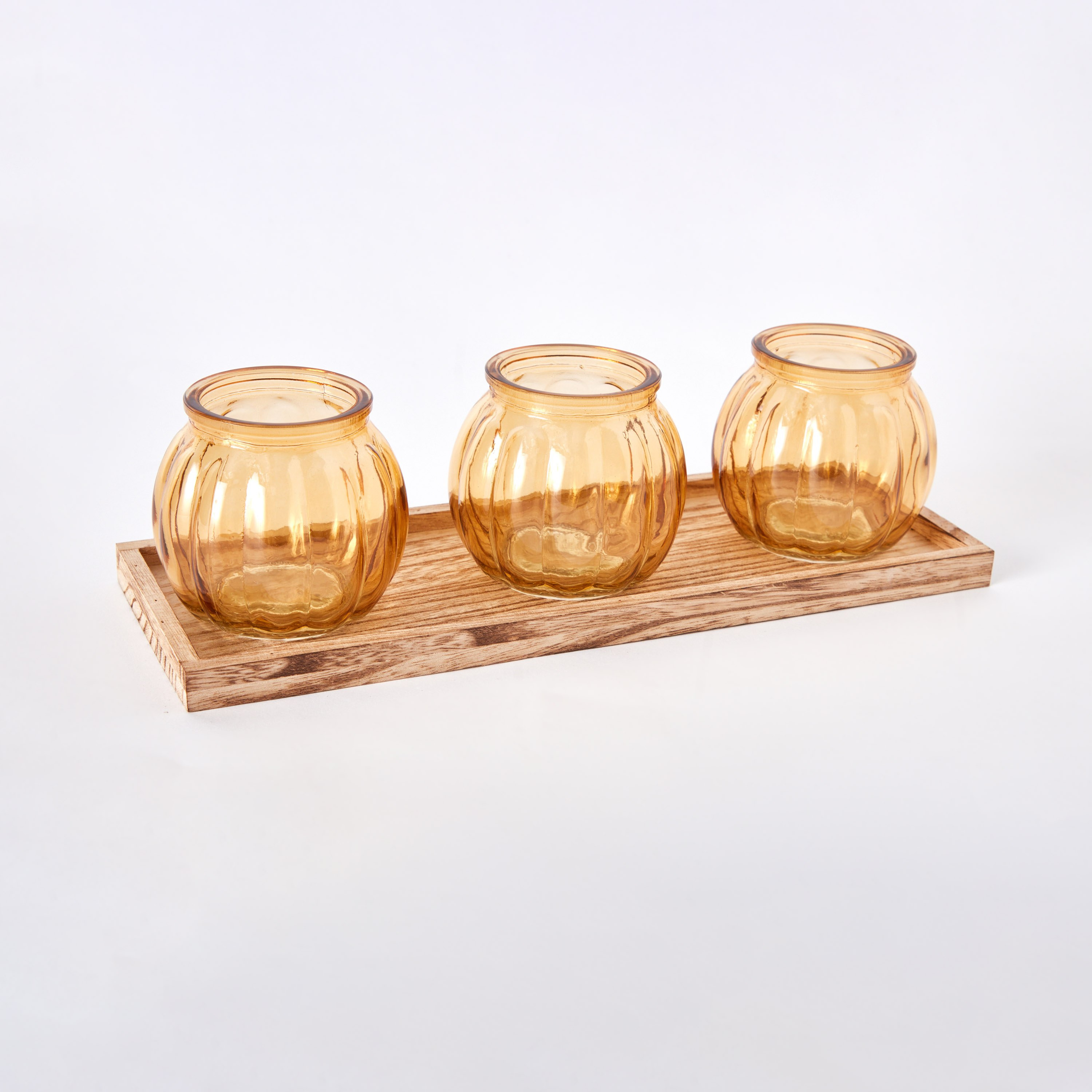 طقم حاملات شموع 3 قطع مع صينيّة خشبيّة من دين-hbxlivingroom-decorandaccessories-candleholders-image-5