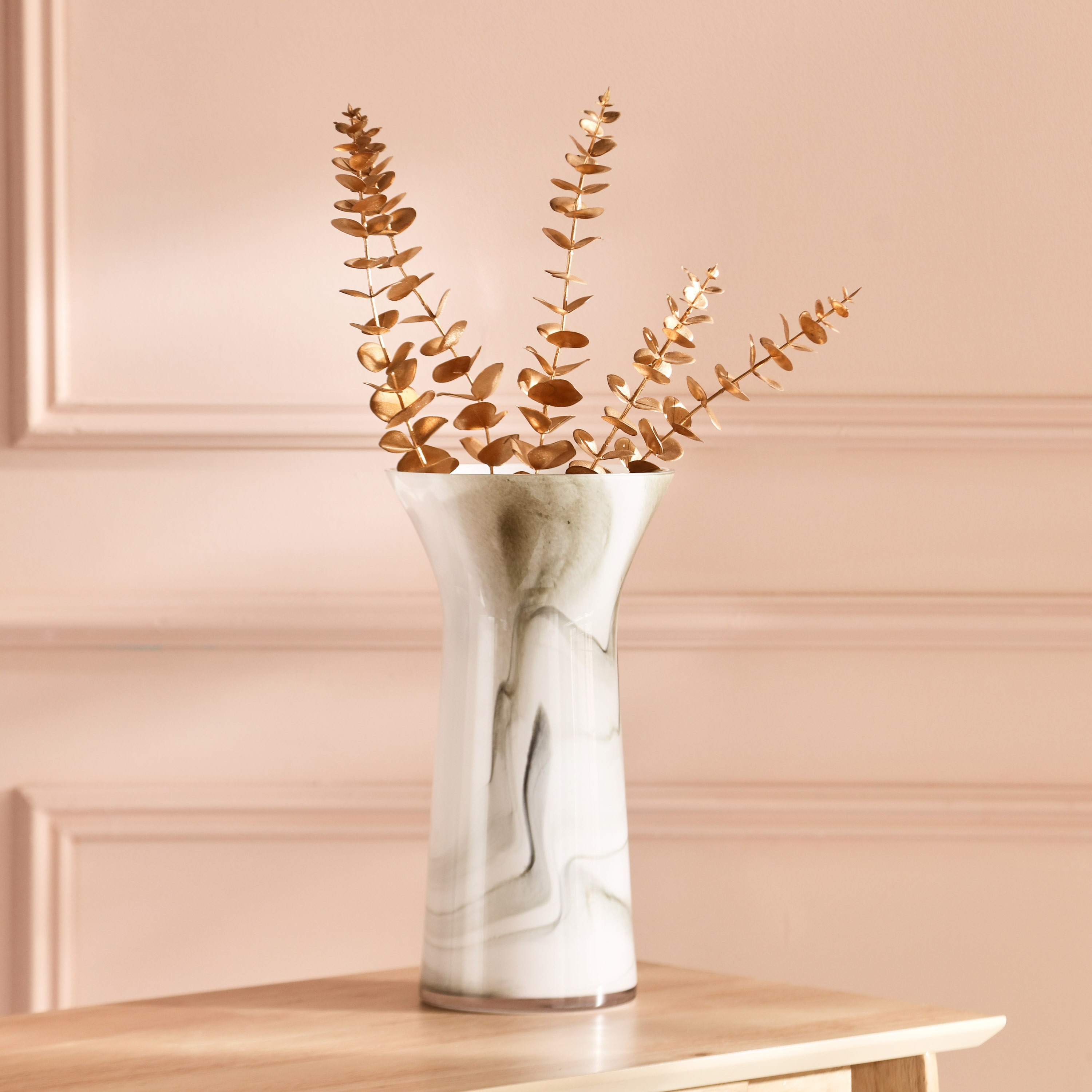 Den Milky Glass with Marble Texture Vase - 18x33 cm-hbxbedroom-decorandaccessories-vases-image-1