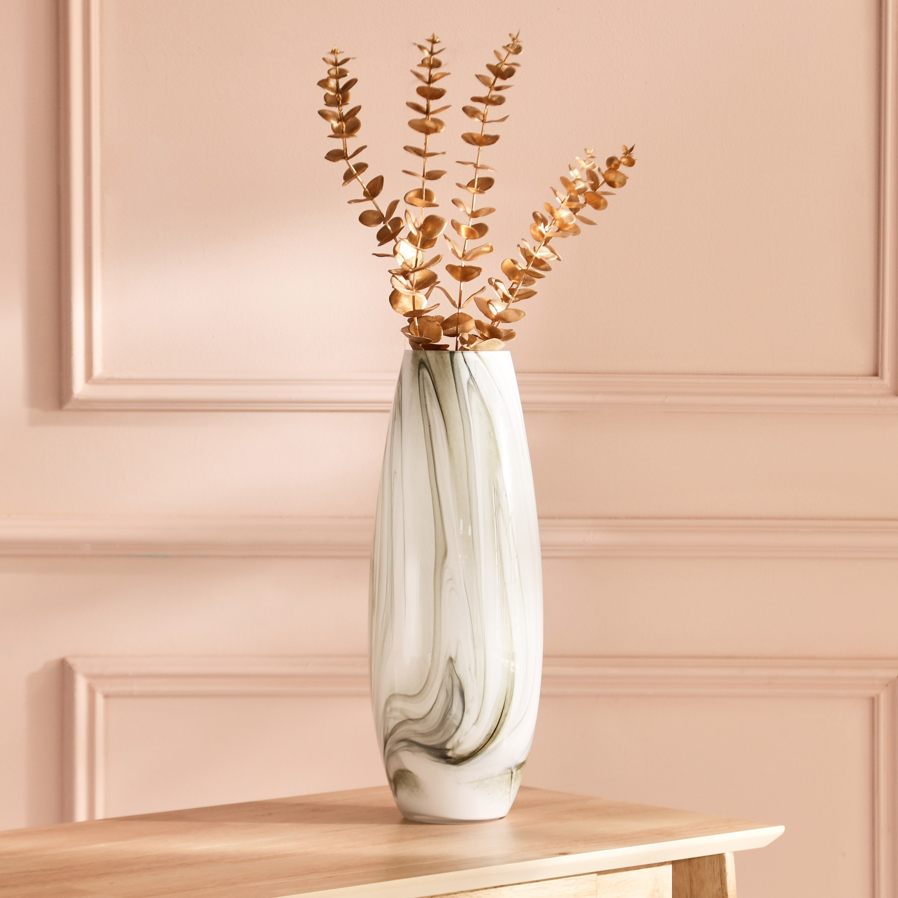 Den Milky Glass with Marble Texture Vase - 15x40 cm-hbxbedroom-decorandaccessories-vases-image-1