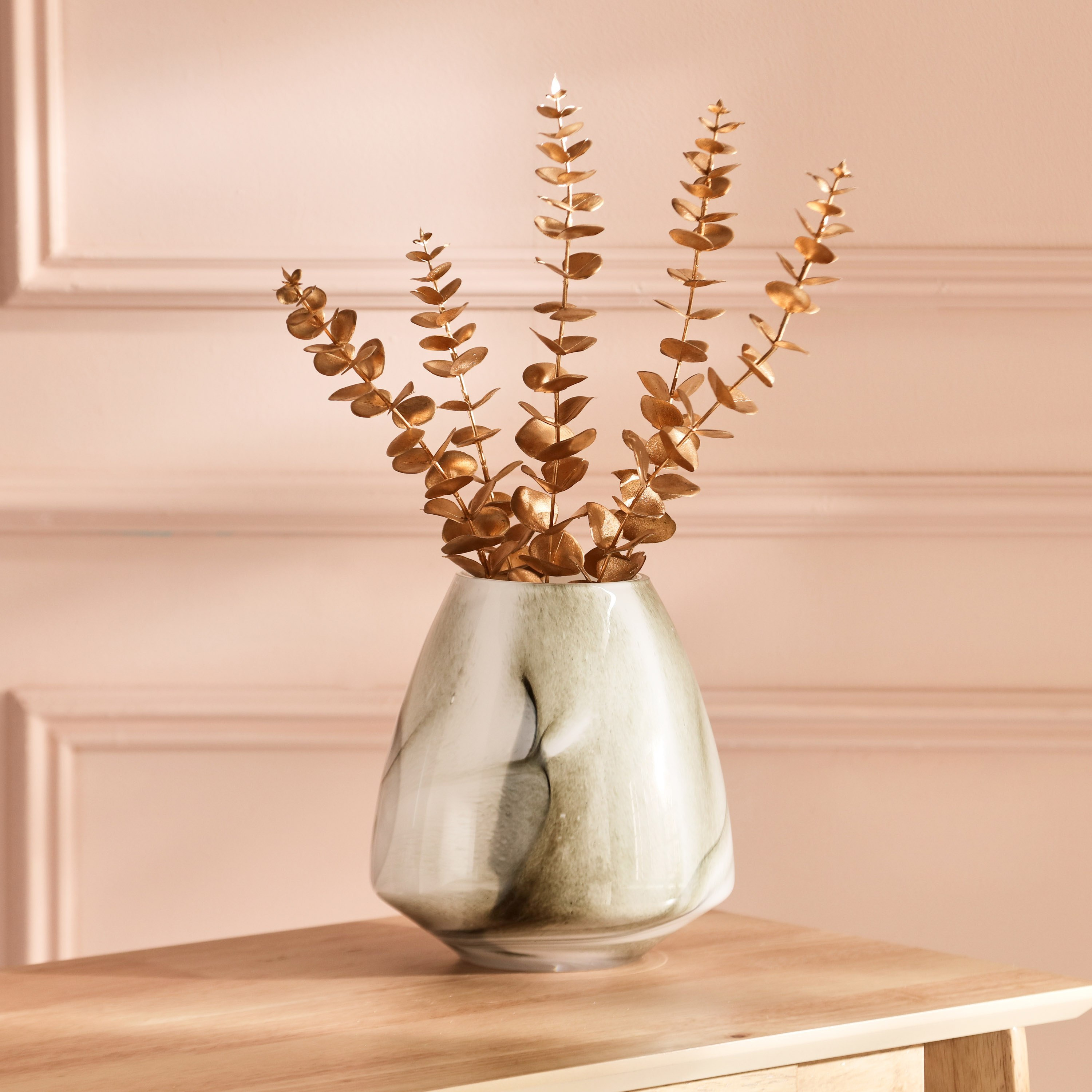 مزهرية زجاج بملمس رخامي من دين - 20x21 سم-hbxbedroom-decorandaccessories-vases-image-2