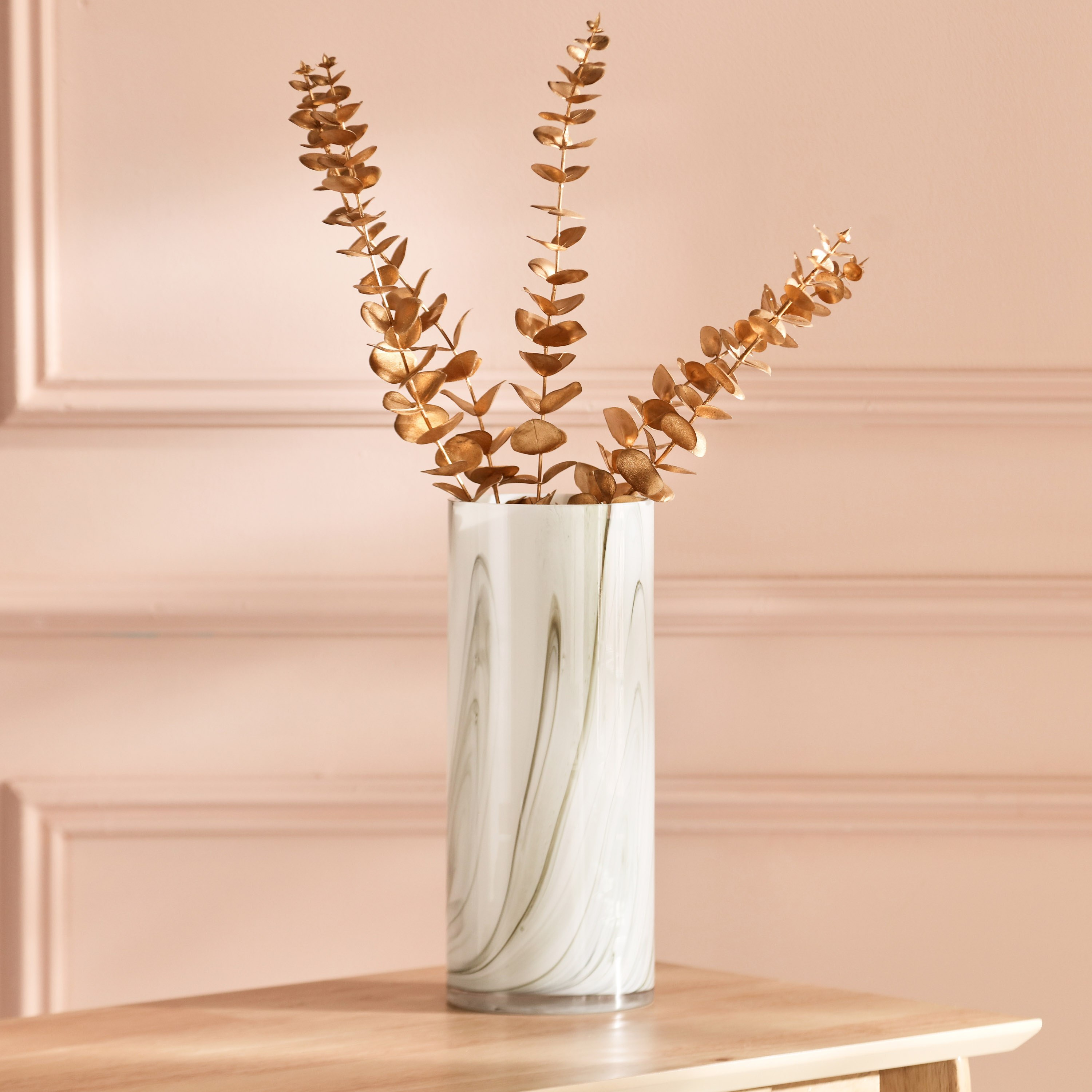 مزهرية زجاج بملمس بارز رخامي من دين - 12.5x30 سم-hbxbedroom-decorandaccessories-vases-image-1