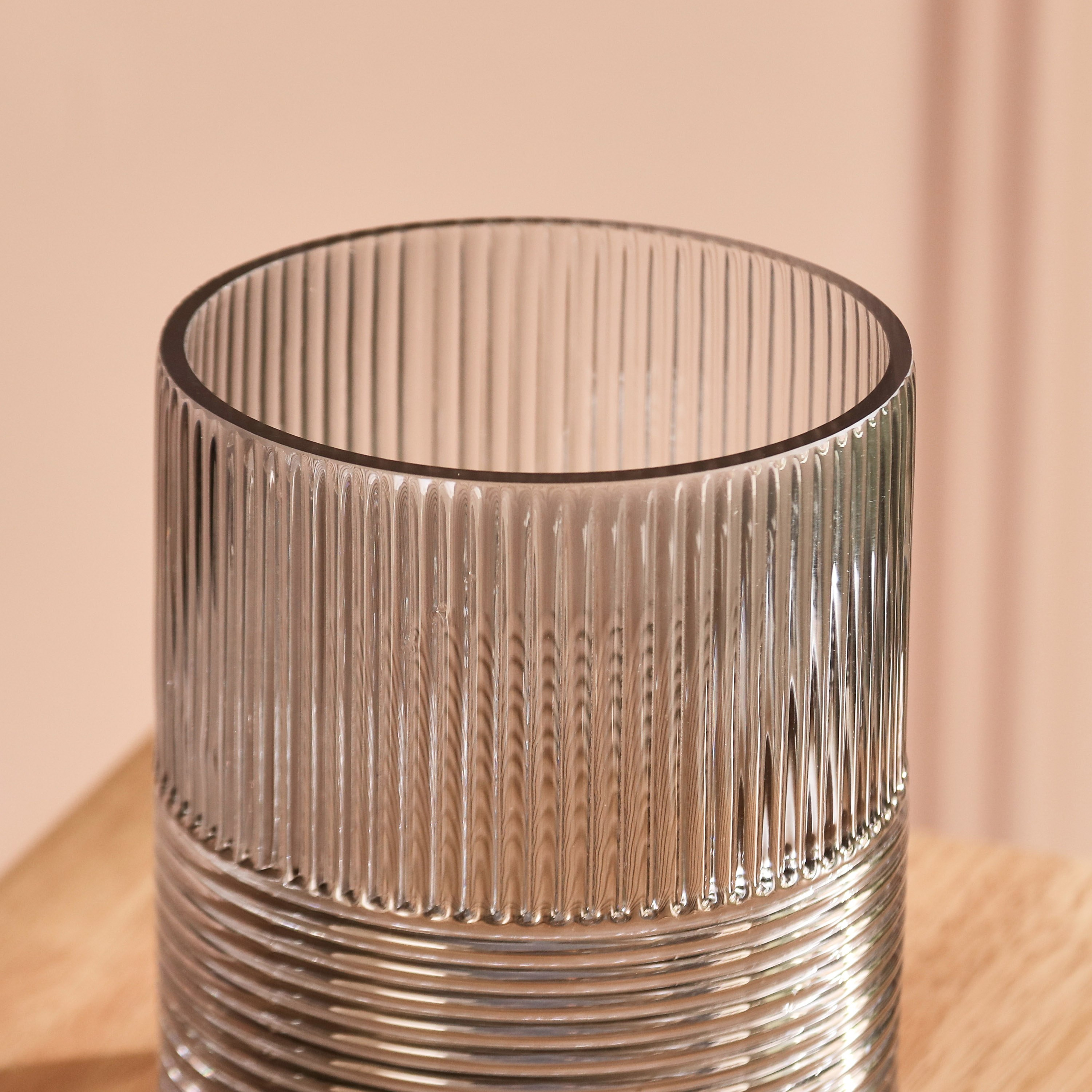 Den Ribbed Glass Texture with Nickle Finish Vase - 13x15 cm-hbxbedroom-decorandaccessories-vases-image-3